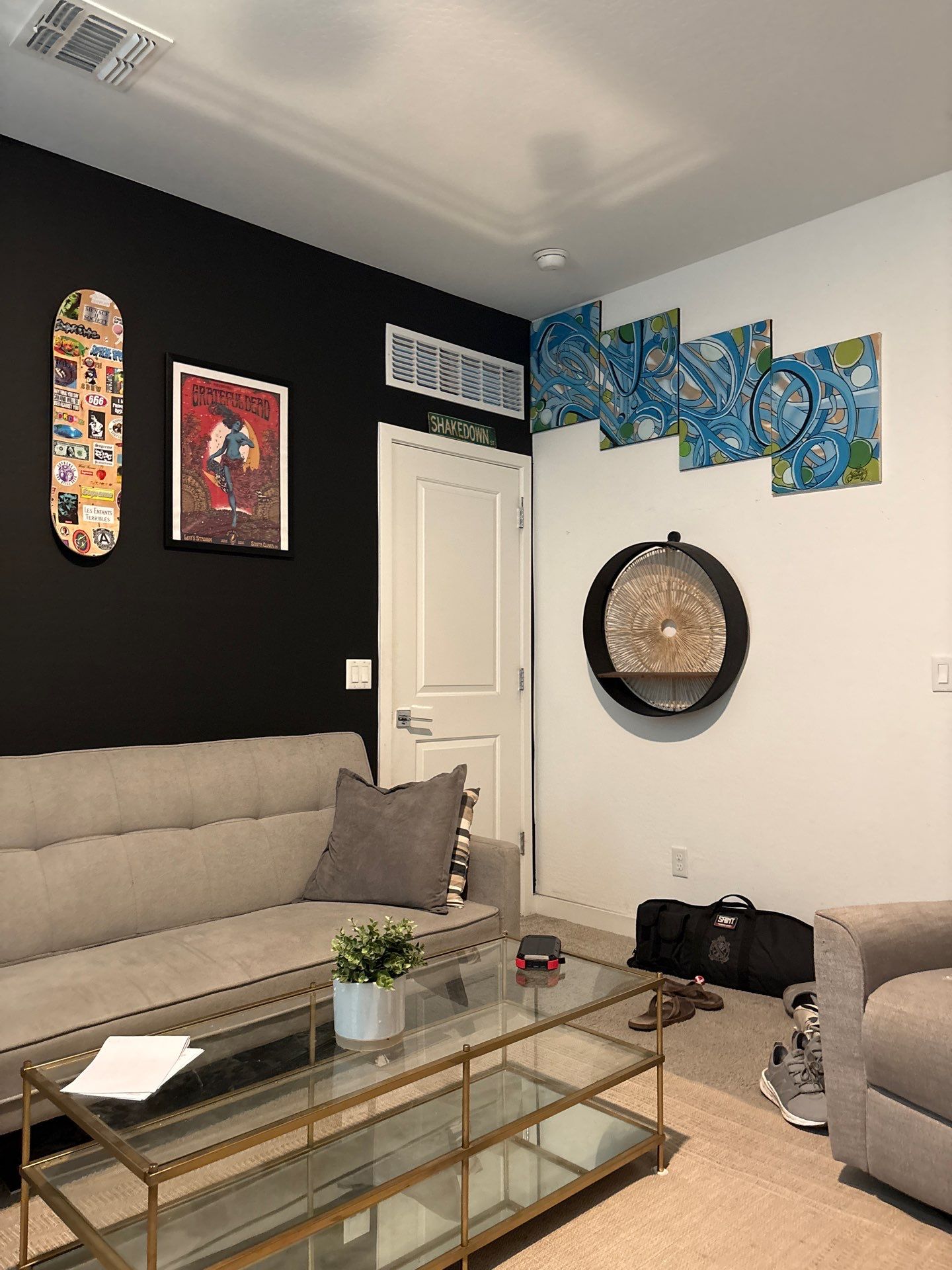 Modern Interior Renovation Featuring Black Accent Walls and AV Installation by CompanyCam Sales Demo