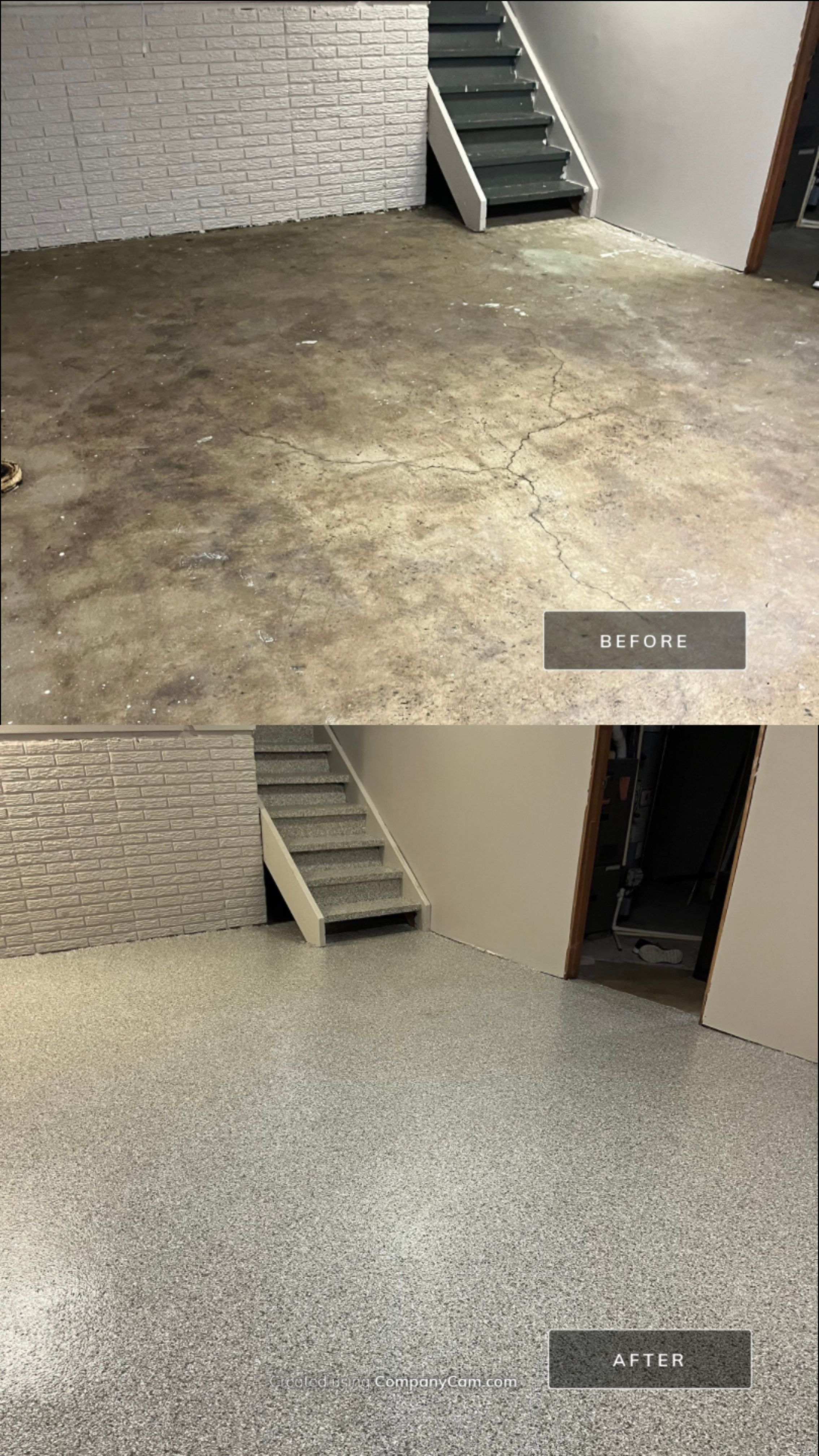 Basement Concrete Coating using Mount Everest Flakes by Revival Concrete Coatings