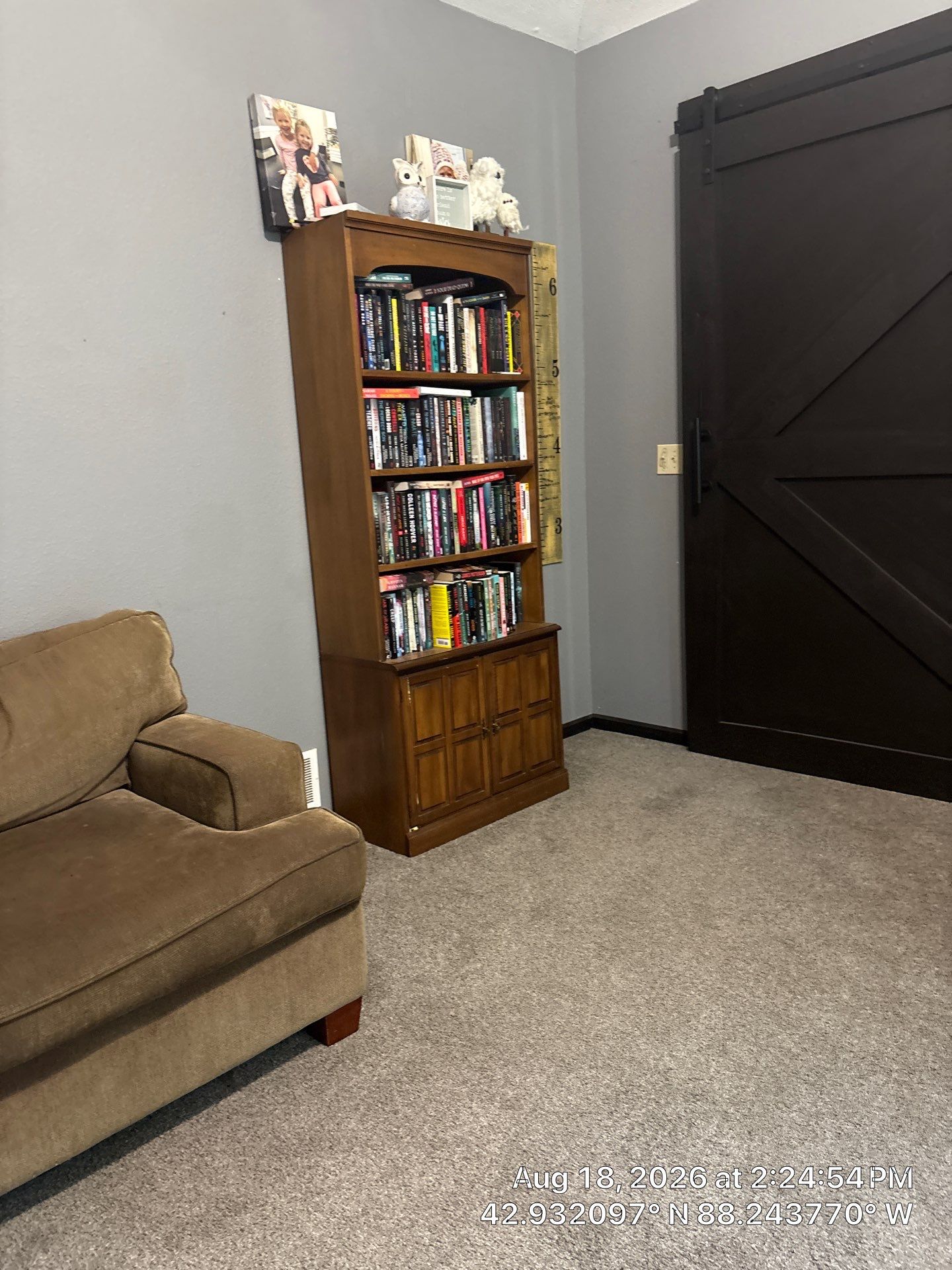 Custom Dark Wood Sliding Barn Door Installation in Waukesha by CompanyCam Sales Demo