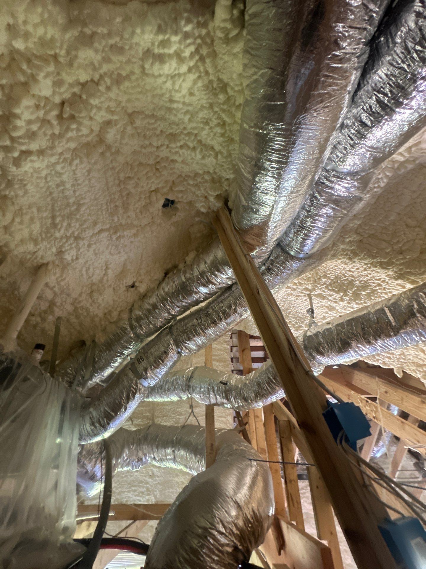 Full encapsulation with open cell spray foam on this custom home in Dallas by Apex Insulation Solutions