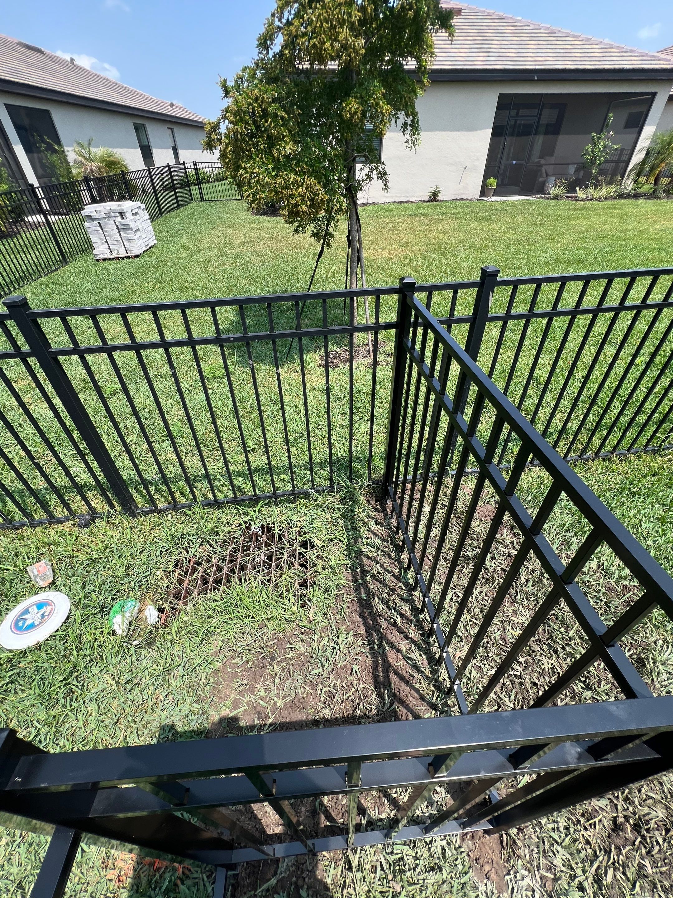 Aluminum Fence Installation using Black 3 Rail Aluminum Fence by Asap fence and gates, LLC