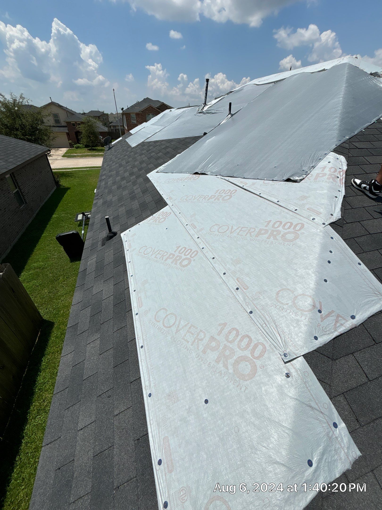 Reroof after Hurricane Beryl by Berry Good Roofing 