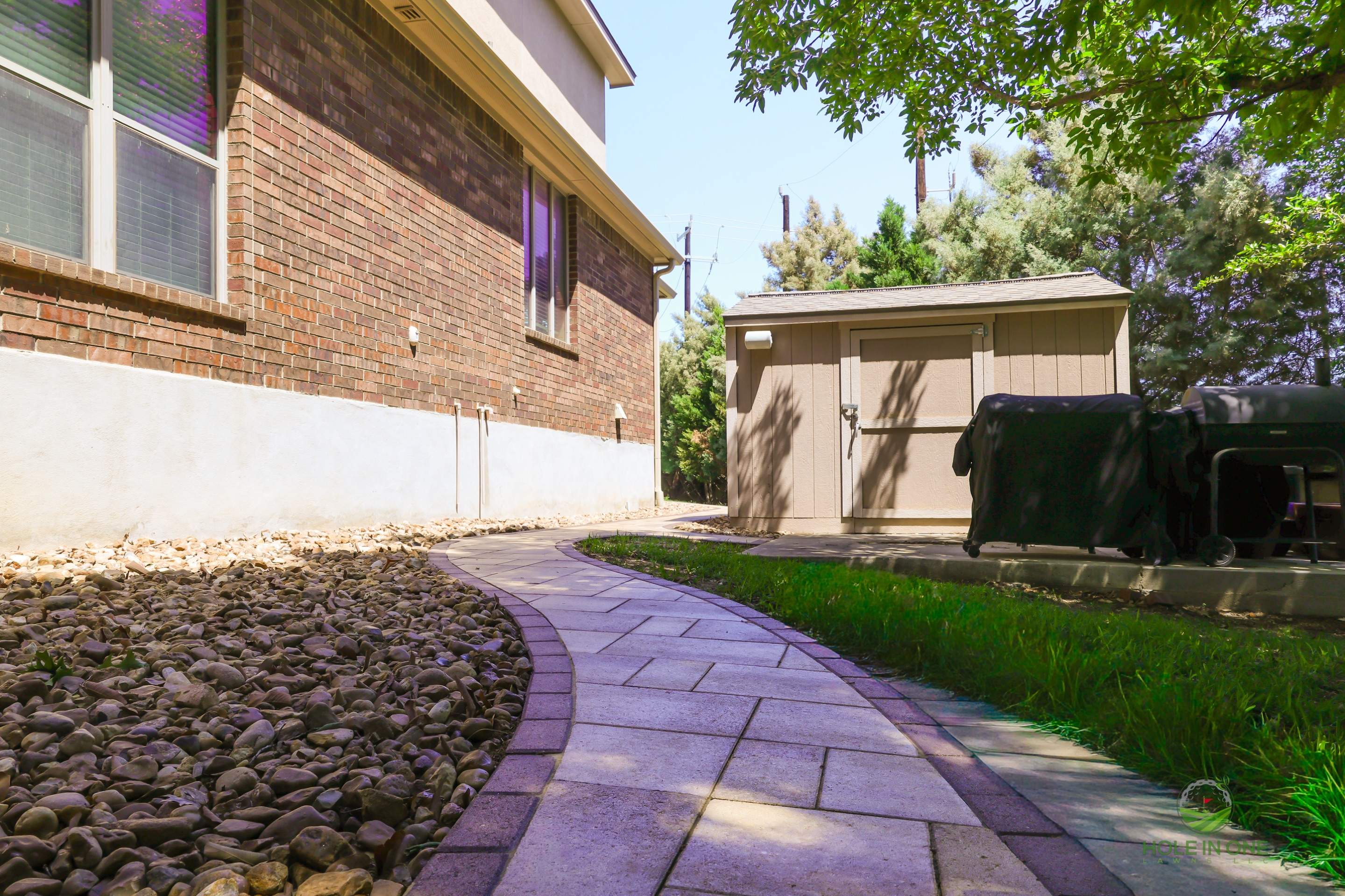 Belgard Paver Walkway, Rock Beds & Wax Myrtles | Far West Side, San Antonio TX by Hole In One Lawns, LLC