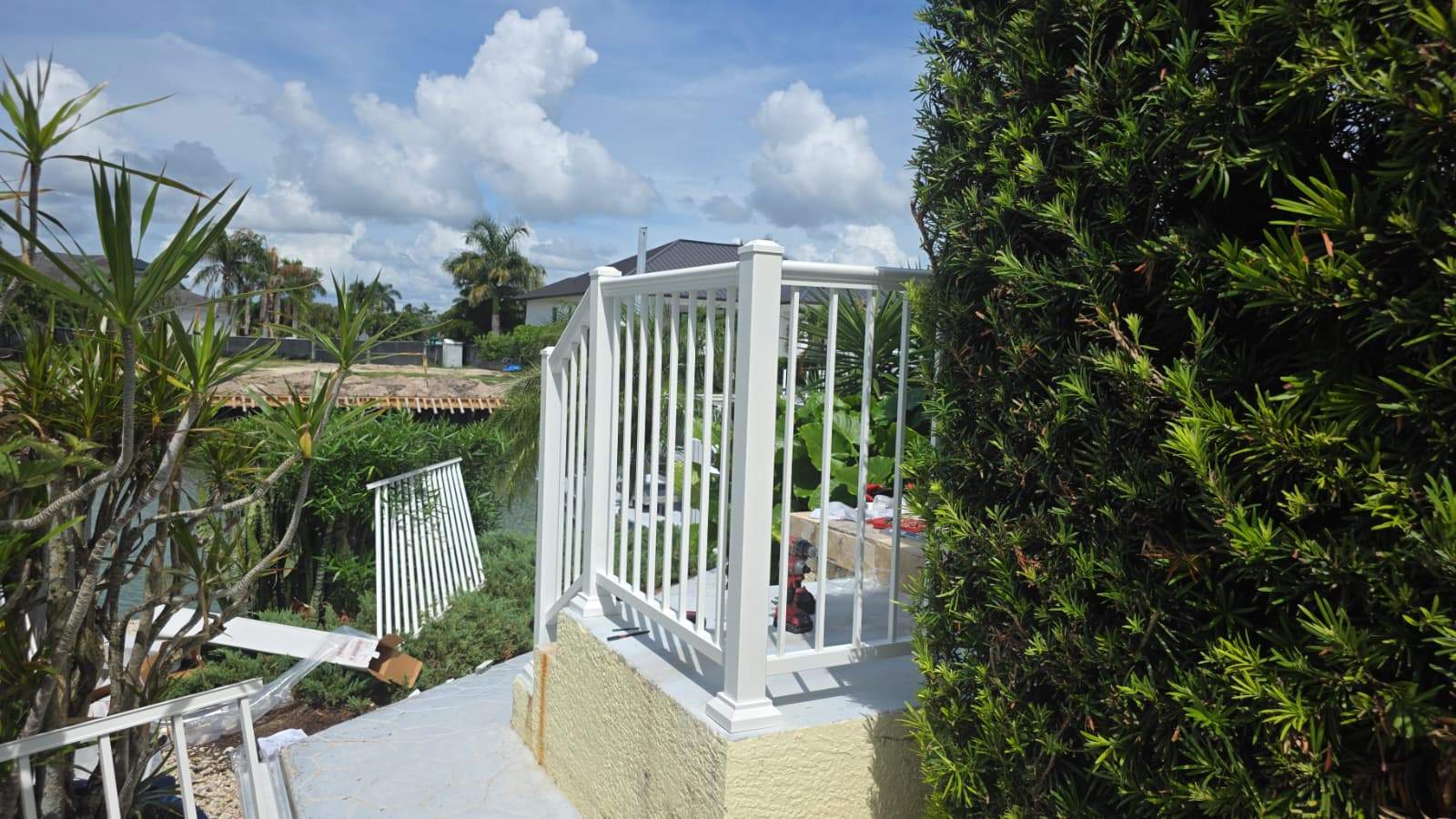 White Aluminum Railing Installation in Marco Island by True Fence LLC