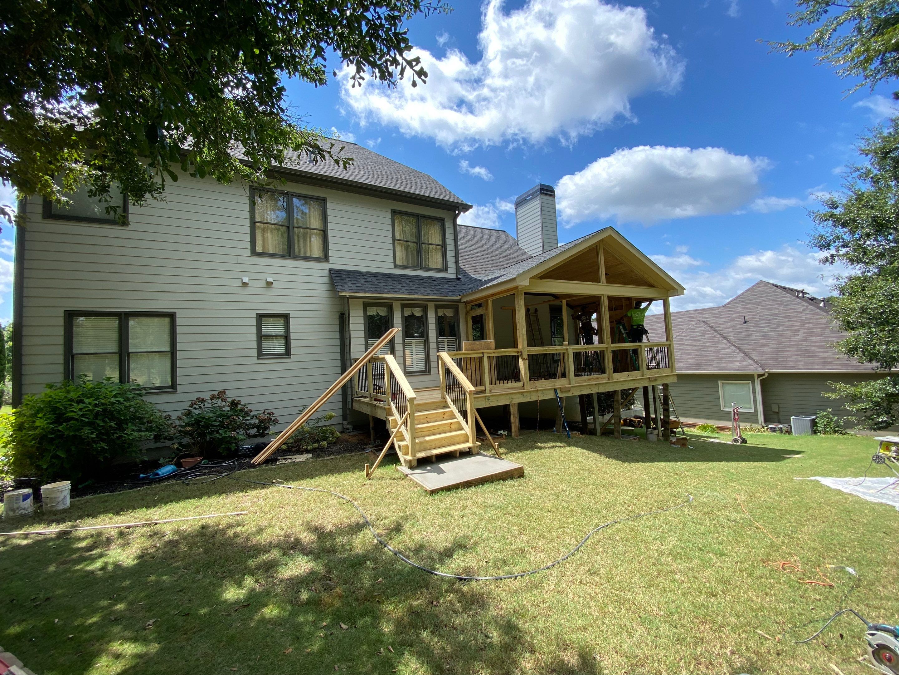 Custom Screened Porch Addition and Wood Deck in Acworth by Swift Home Renovations