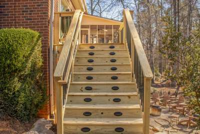 Timbertech LED Light Installation on Wood Deck Build in Marietta, GA