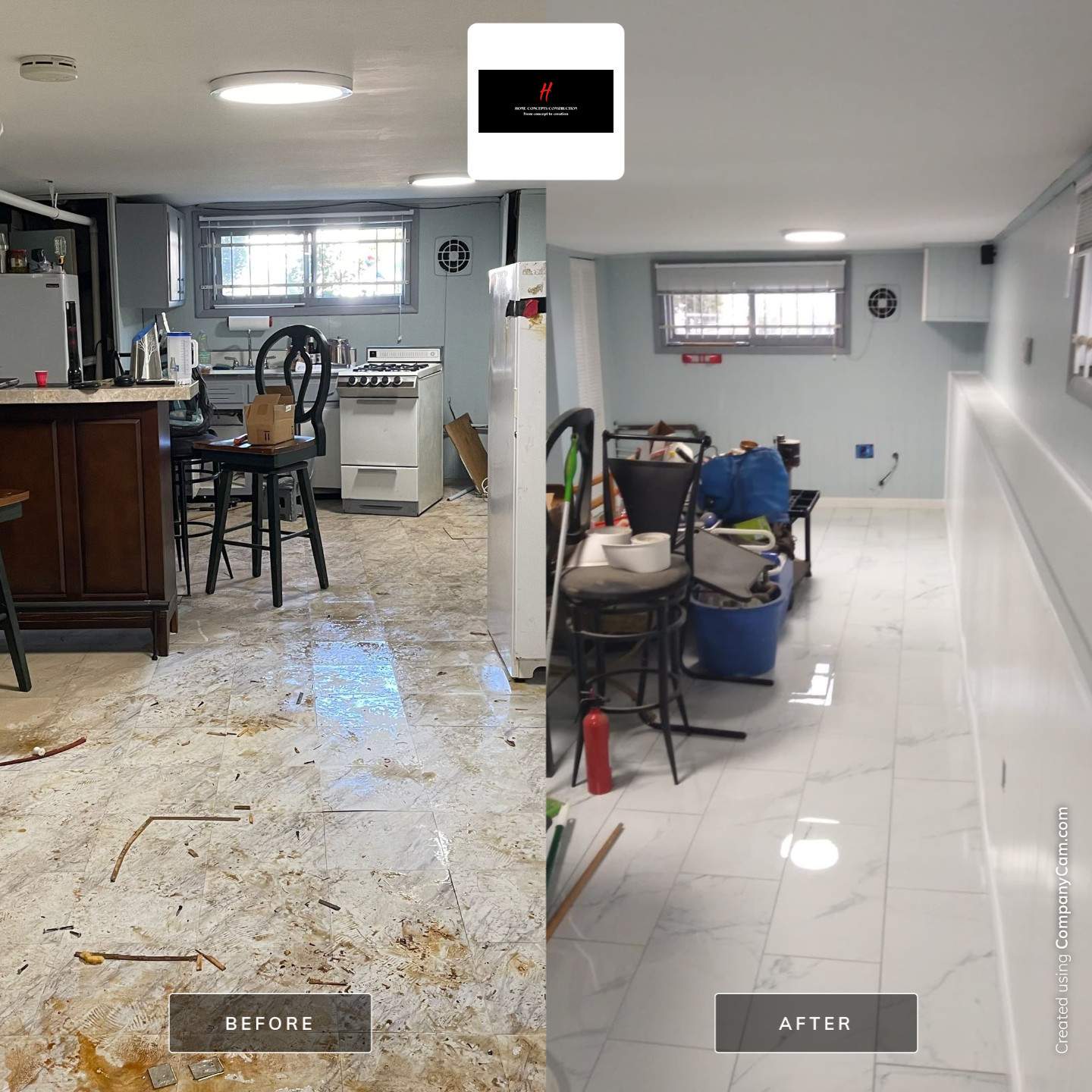 Basement Remodel using Tile by Home Concepts Construction