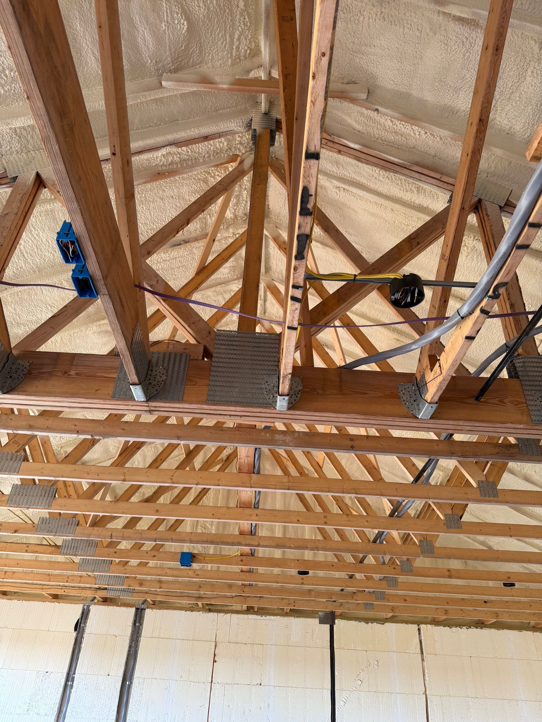 Hybrid foam system on roof deck of ICF house by Kool Foam LLC