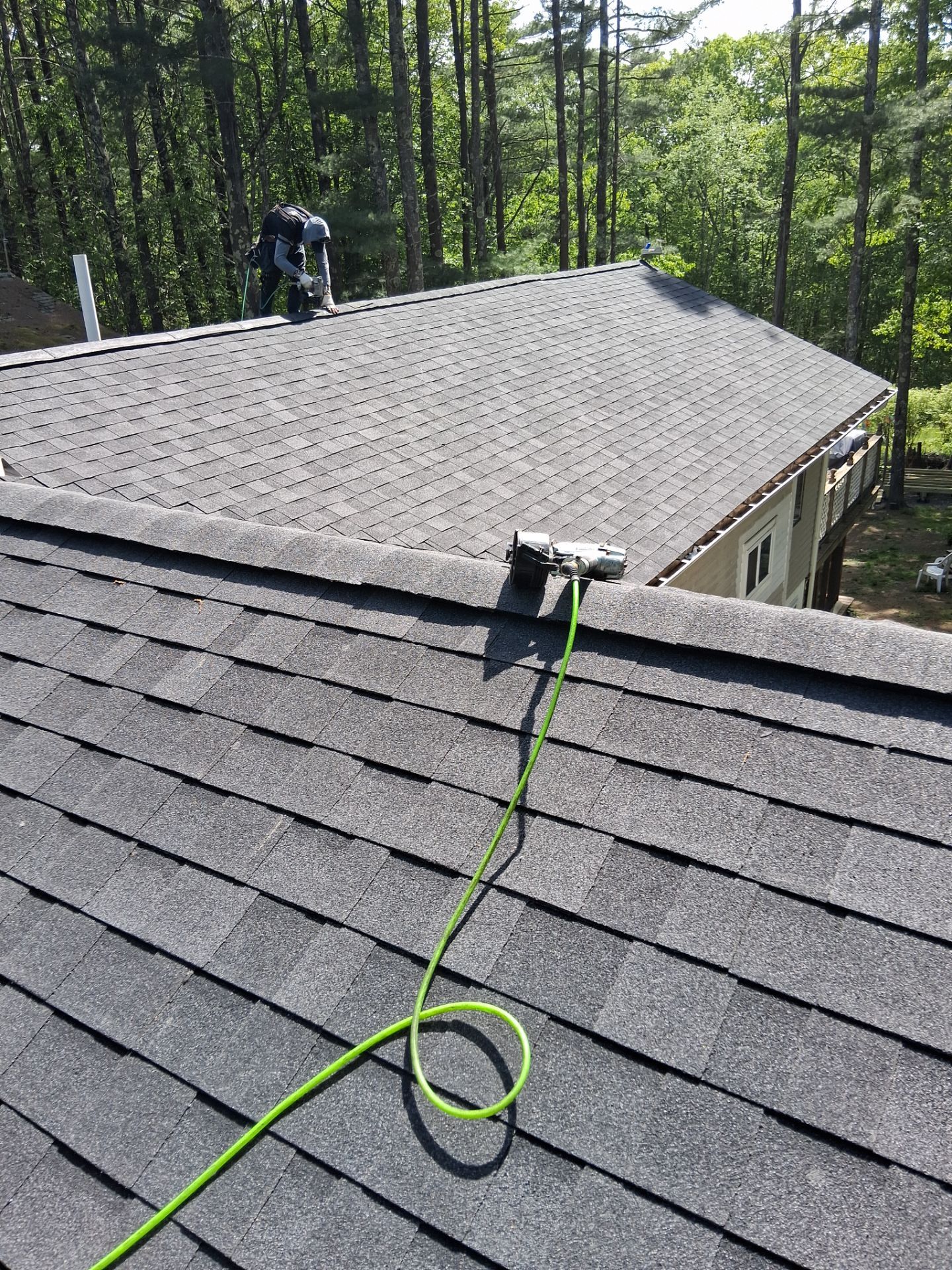 Asphalt Shingle Roof Replacement and Chimney Reflashing in York, Maine by Tall pine roofing