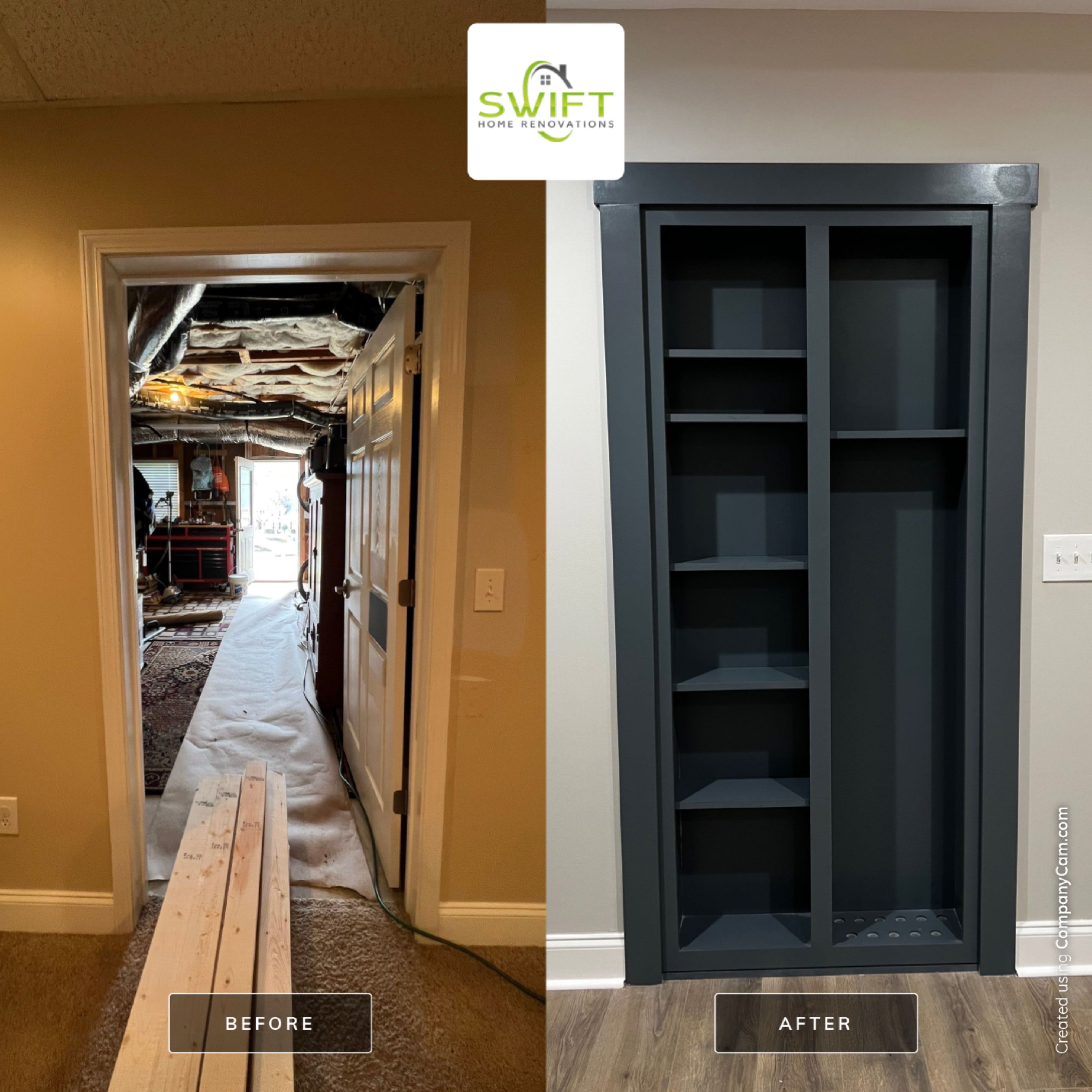 Modern Basement Remodeling in Woodstock with Custom Live-Edge Bar by Swift Home Renovations