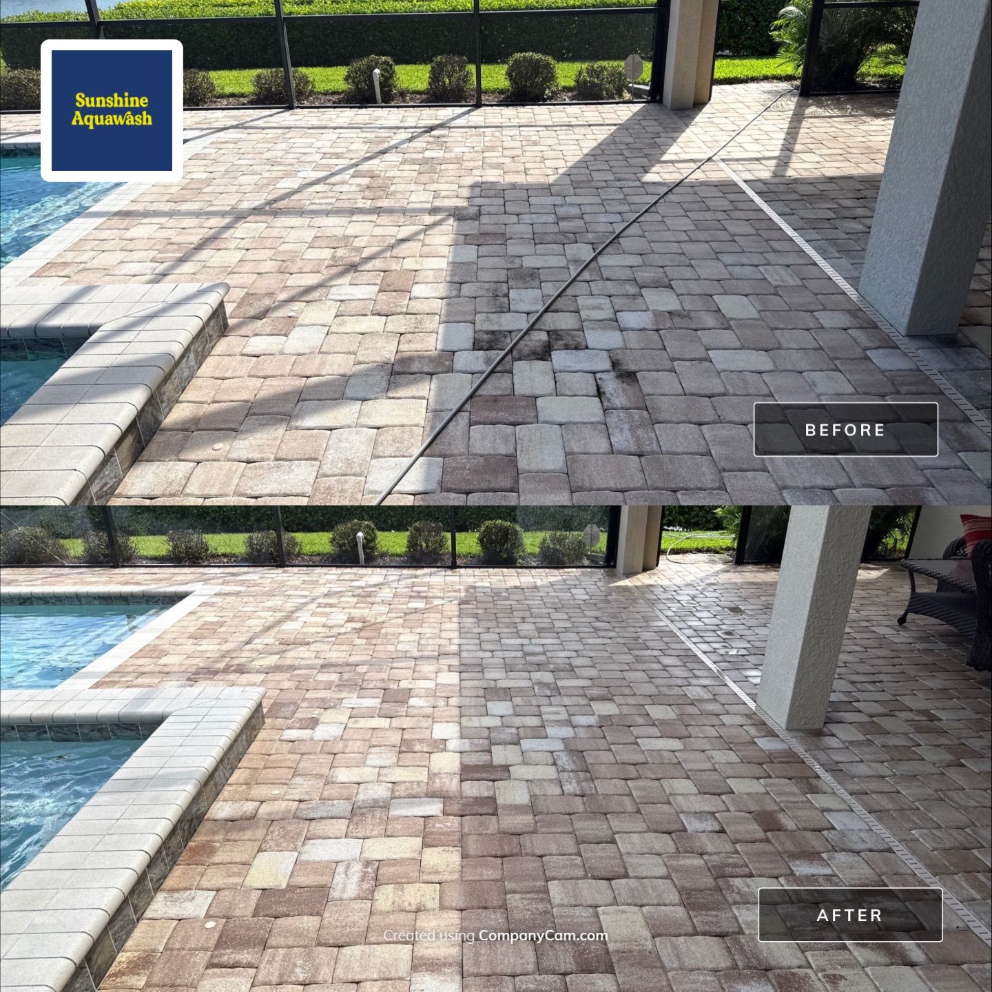 We recently completed a tile roof cleaning in the Vivienda at Bradenton community. The roof had visible algae buildup, which is common in Florida’s humid climate—especially on shaded areas.  For this project, we safely cleaned the roof using a ladder and ground-based soft wash application—no walking on the tile roof. This approach helps prevent cracked or broken tiles while still delivering a thorough, even cleaning.  Our soft washing process targets and eliminates algae at the root, restoring the roof’s appearance and helping extend its lifespan.  At Sunshine AquaWash, we prioritize safety, proper technique, and long-lasting results on every roof cleaning project. by Sunshine AquaWash