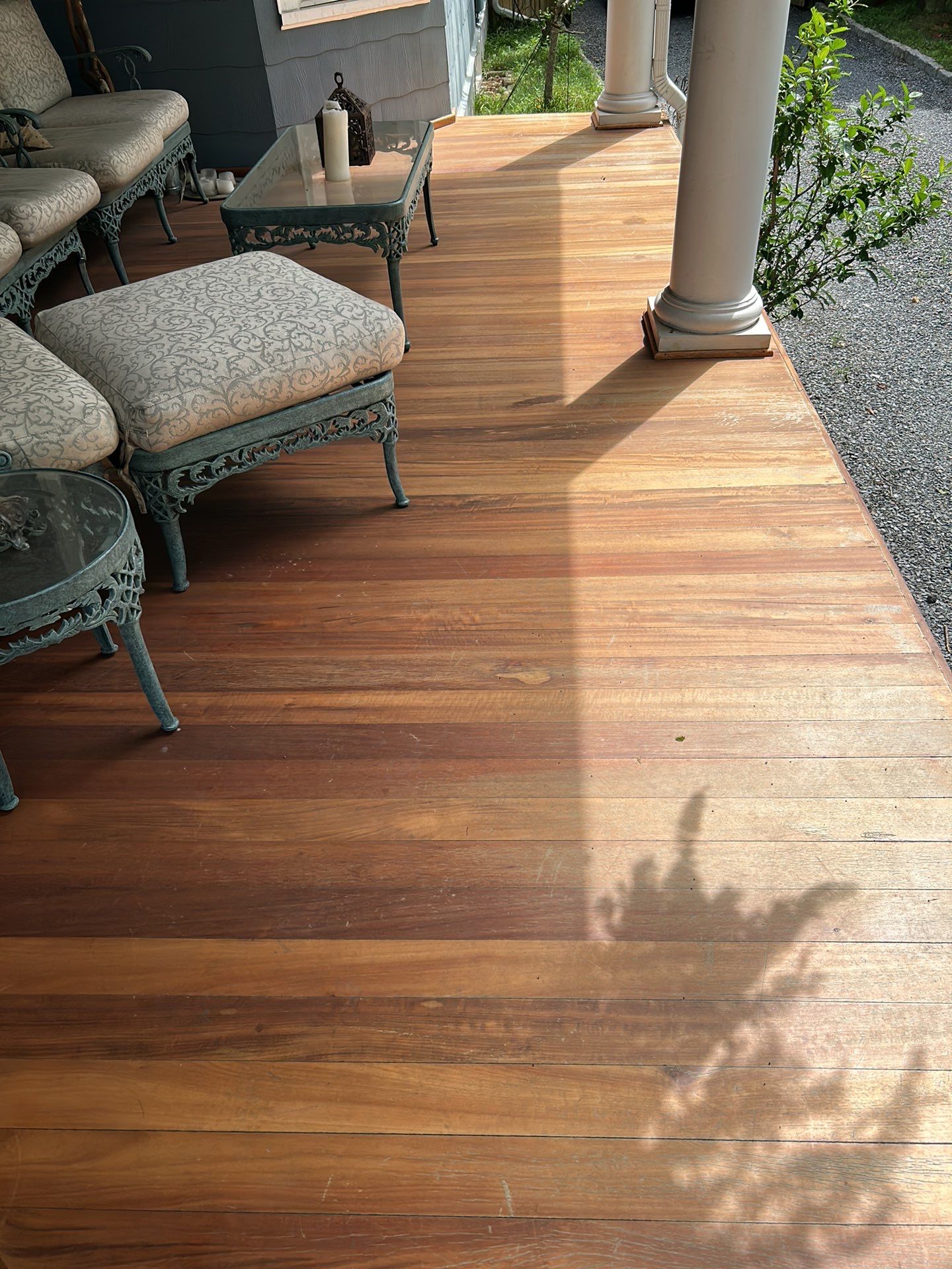 Brazillian Cherry porch refinish by Footprints Floors of East Atlanta