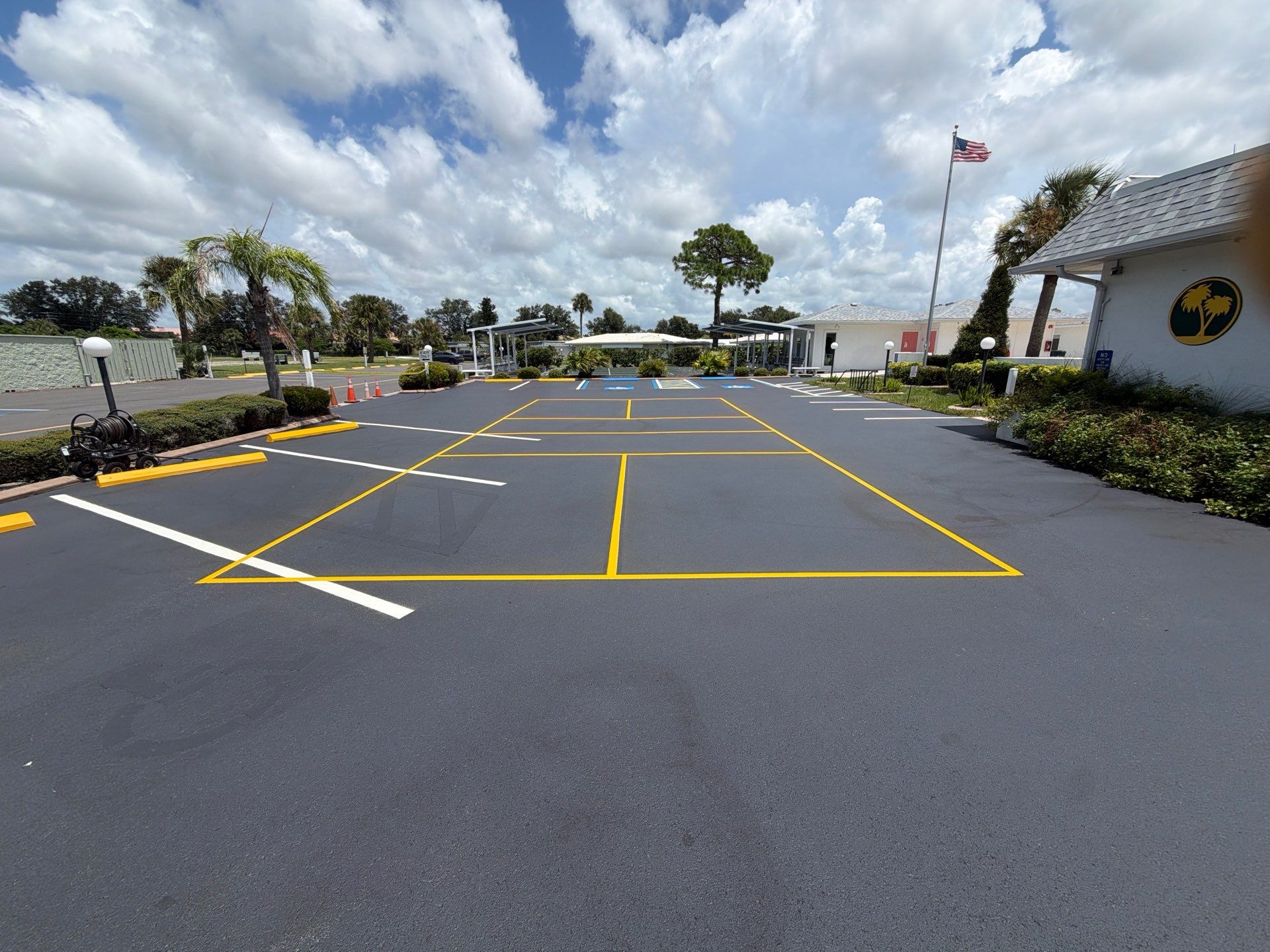New Layout Line Striping and Pickleball Court Installation in Venice by Everline Coatings & Services - Southwest FL