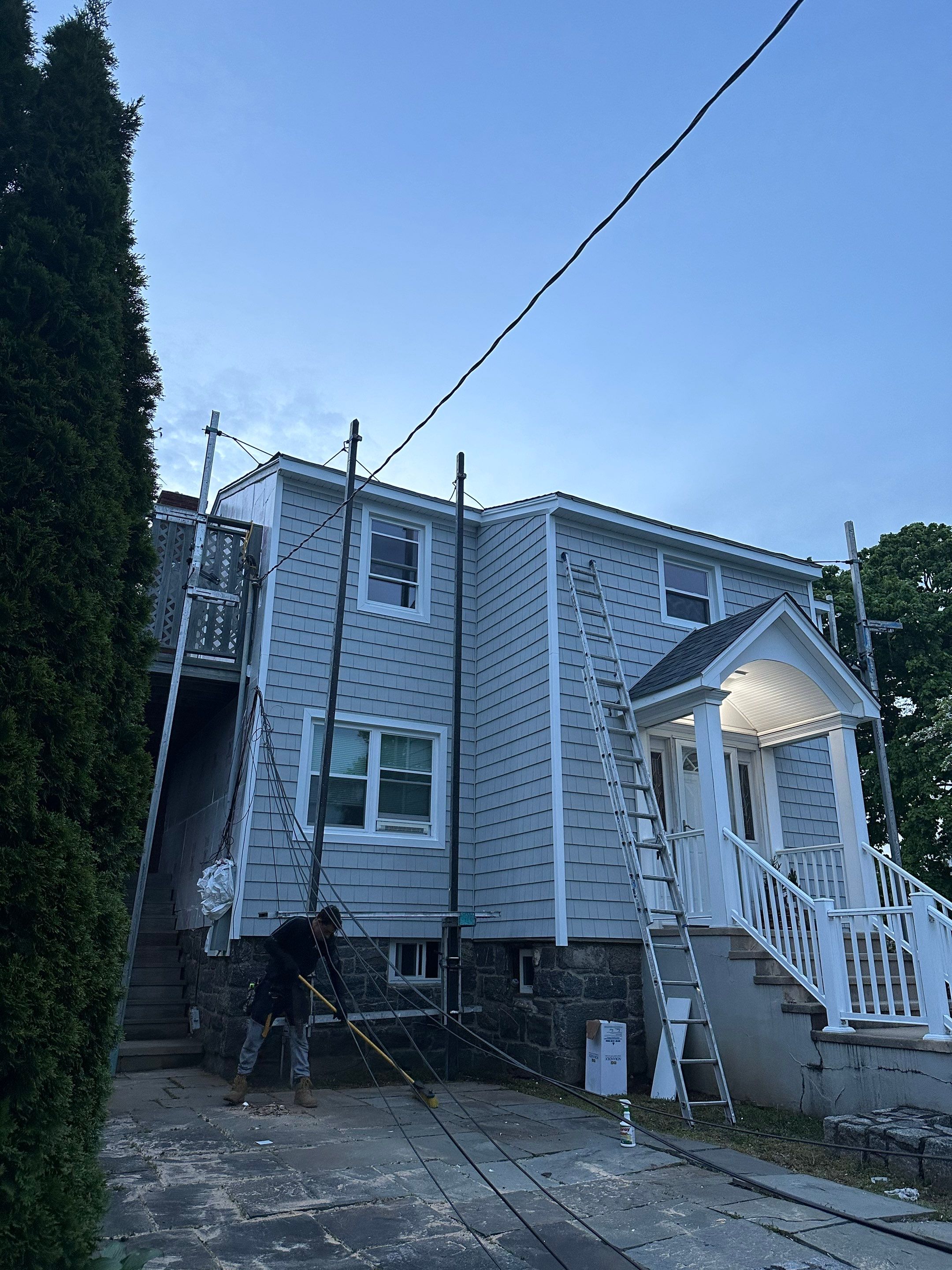 Siding Installation using Certainteed Cedar Impressions Straight Edge Perfection Shingles - D7 - Sterling Gray by A Plus Exterior