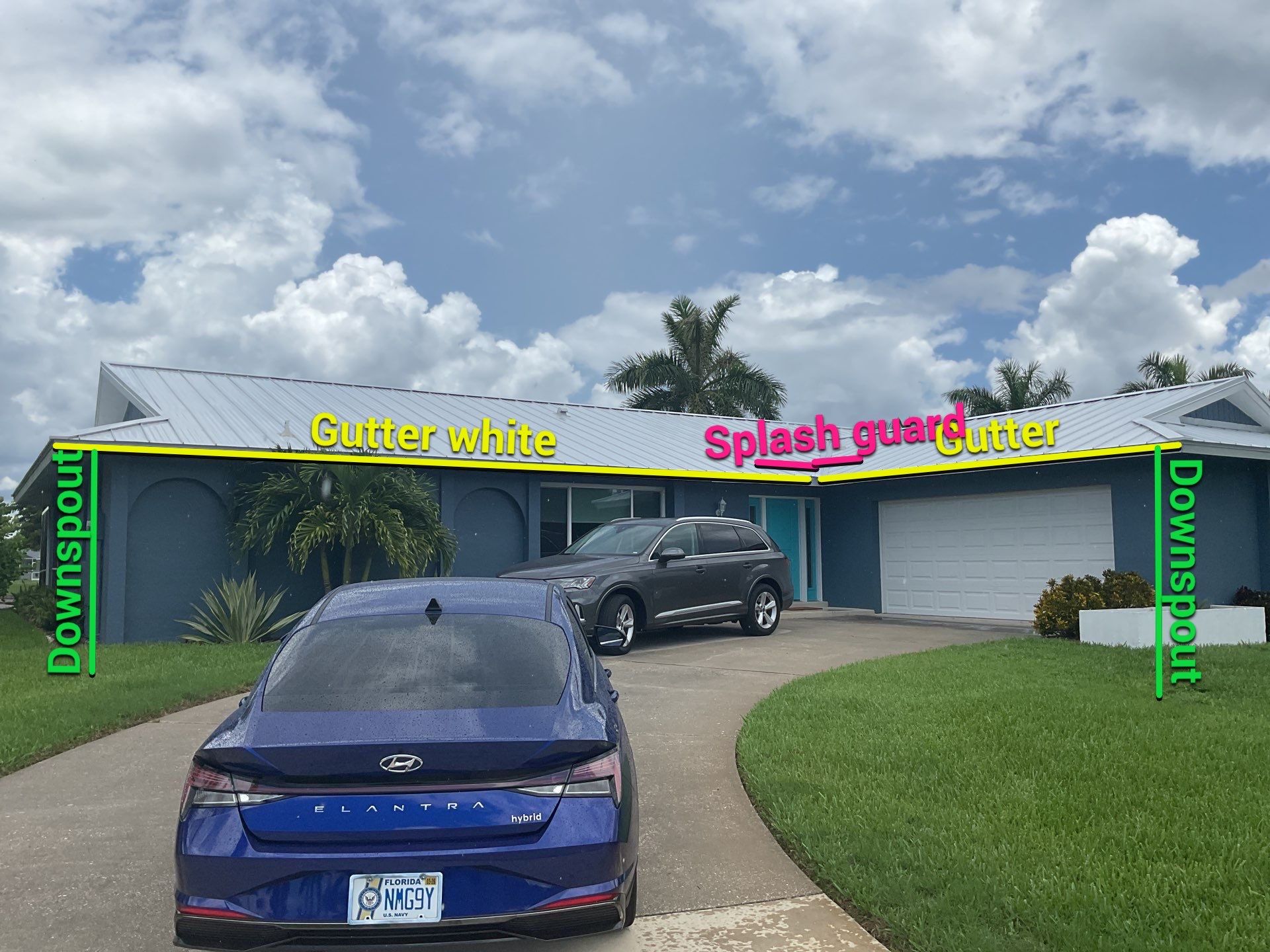 White Downspouts and Gutters Combo in Punta Gorda FL by Gutter Professors