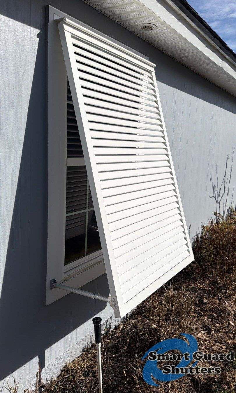 Decorative Bahamas in Signal White by Smart Guard Shutters