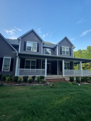 Siding replacement, exterior painting, and  front door staining.