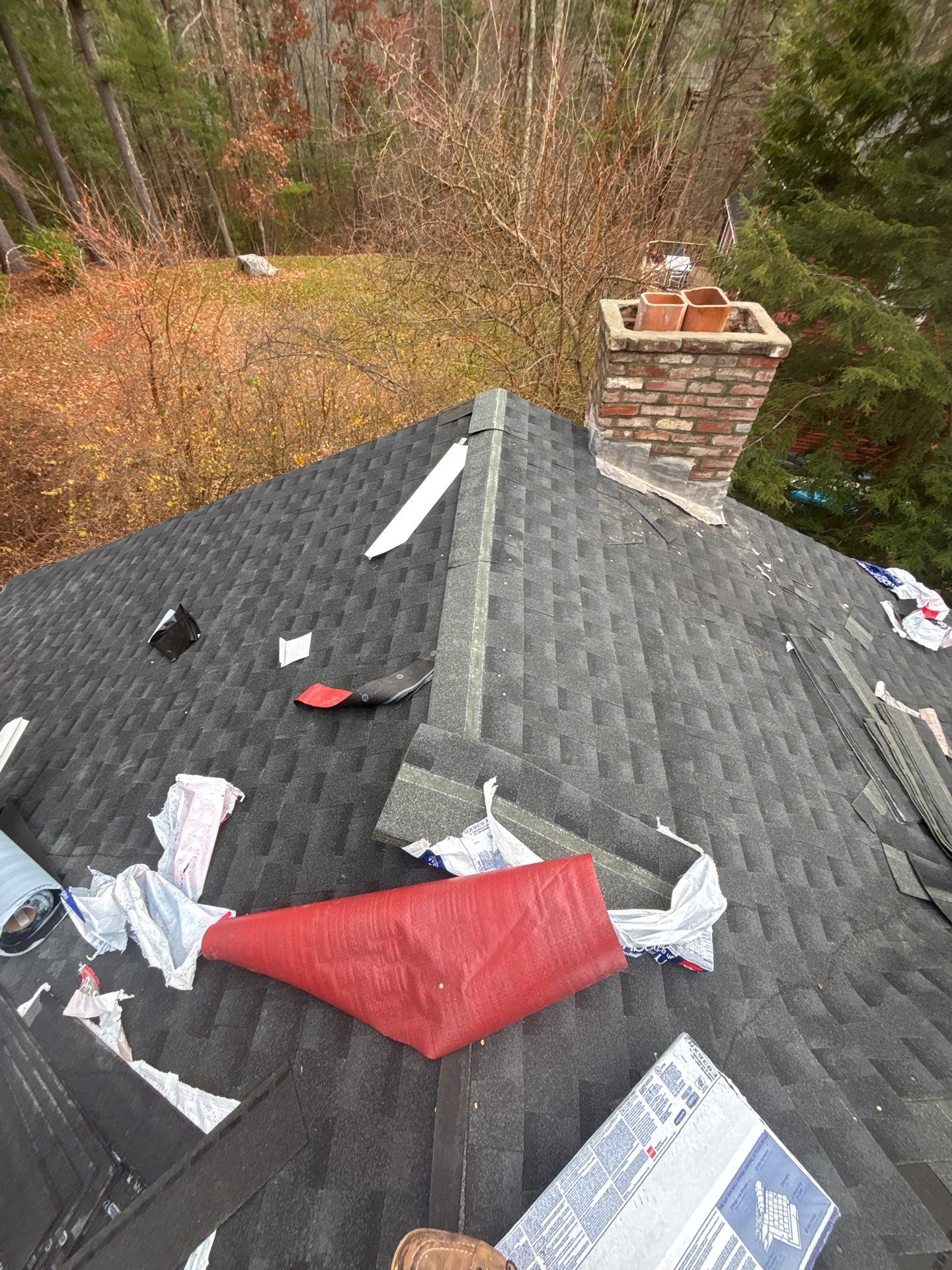 GAF Charcoal Roof Replacement with Vent Leak Repairs, PVC Fascia & Leaf Guard Gutters by Sensible Home Solutions