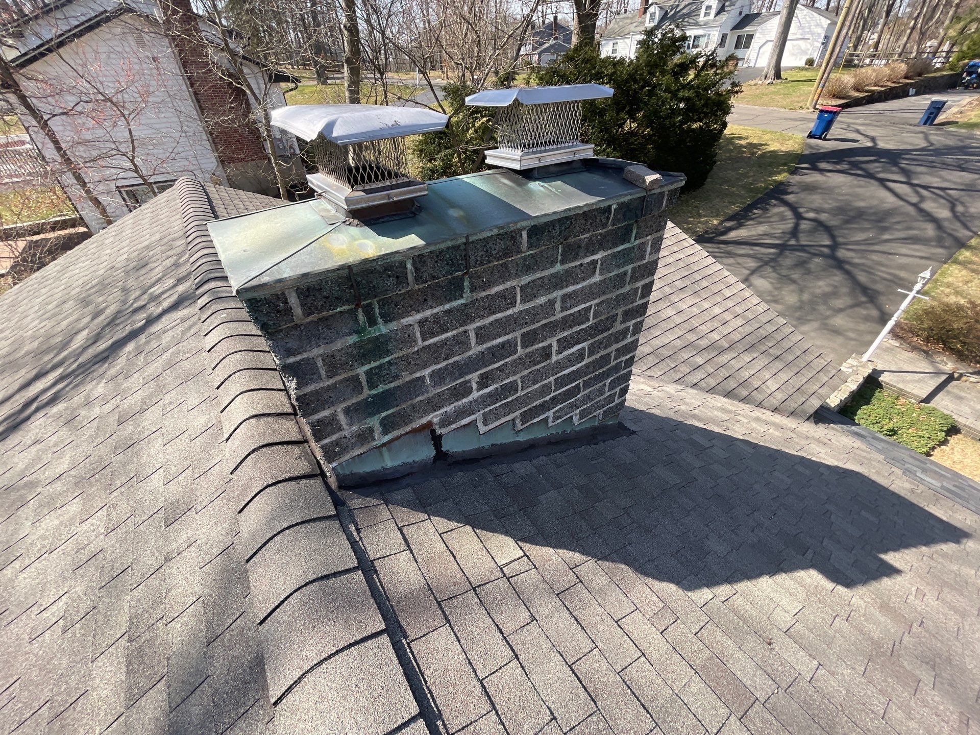 Asphalt Shingle Roof Replacement and Copper Chimney Flashing in Trumbull by A Plus Exterior