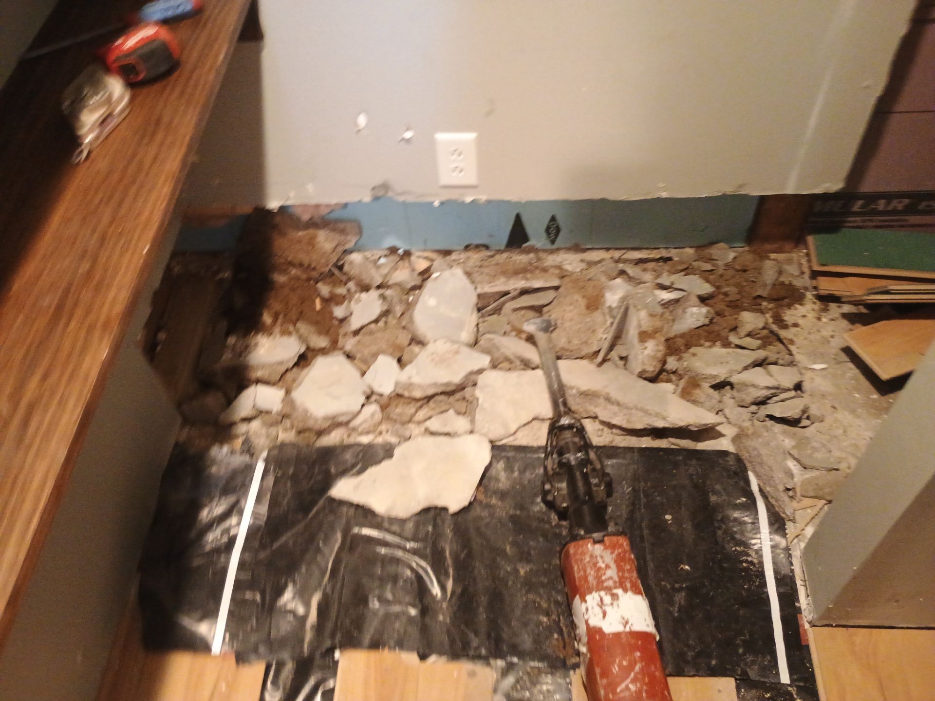 Interior Drain Tile in a Finished South Minneapolis Basement by Waterproofing Northeast