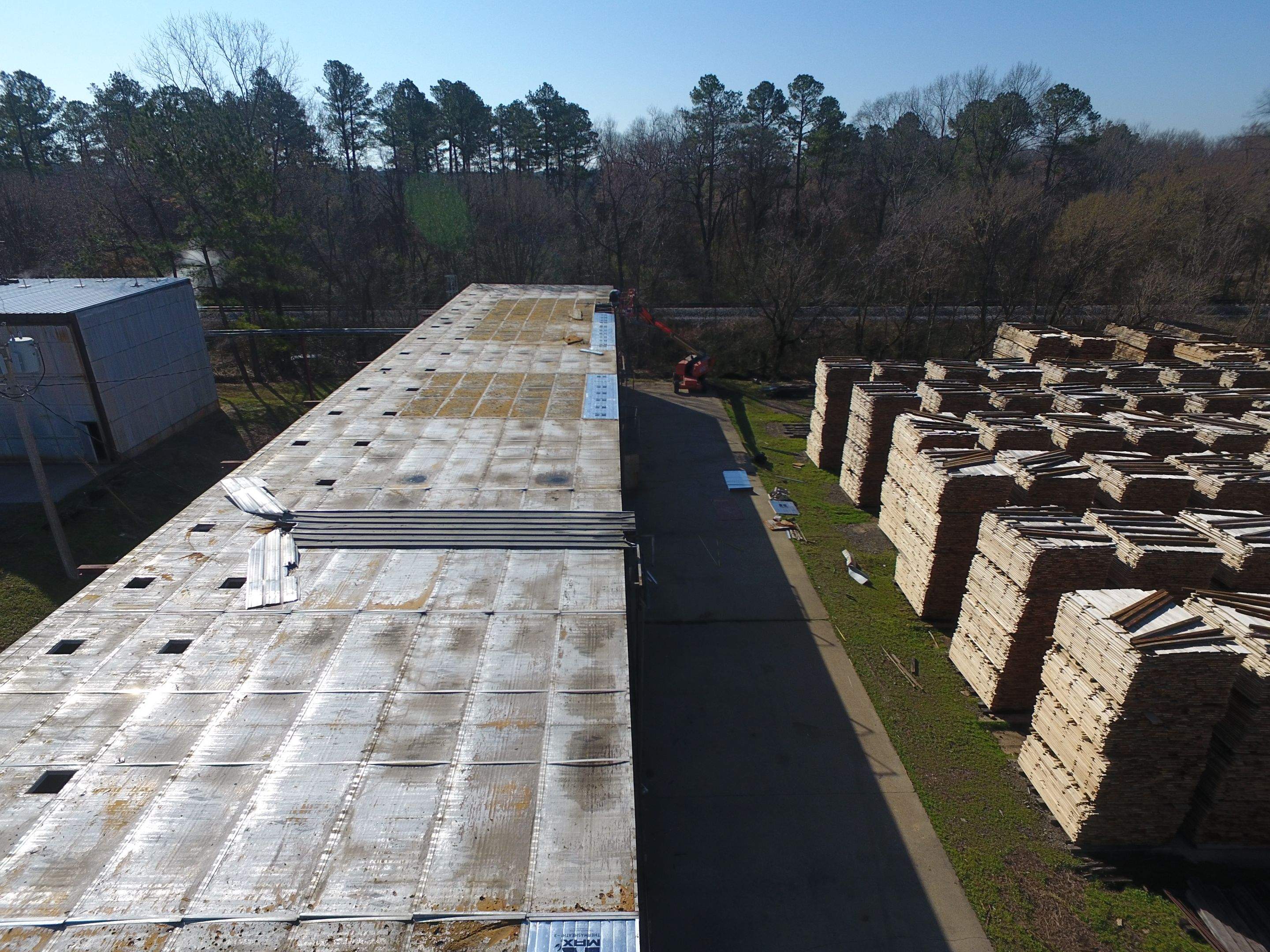 Commercial Roofing Installation using Aluminum Roofing panels by Hostetler Roofing