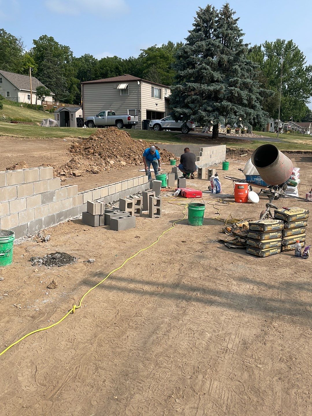 Fence / Retaining Wall using Block then parge by ACE Waterproofing & Basement Solutions