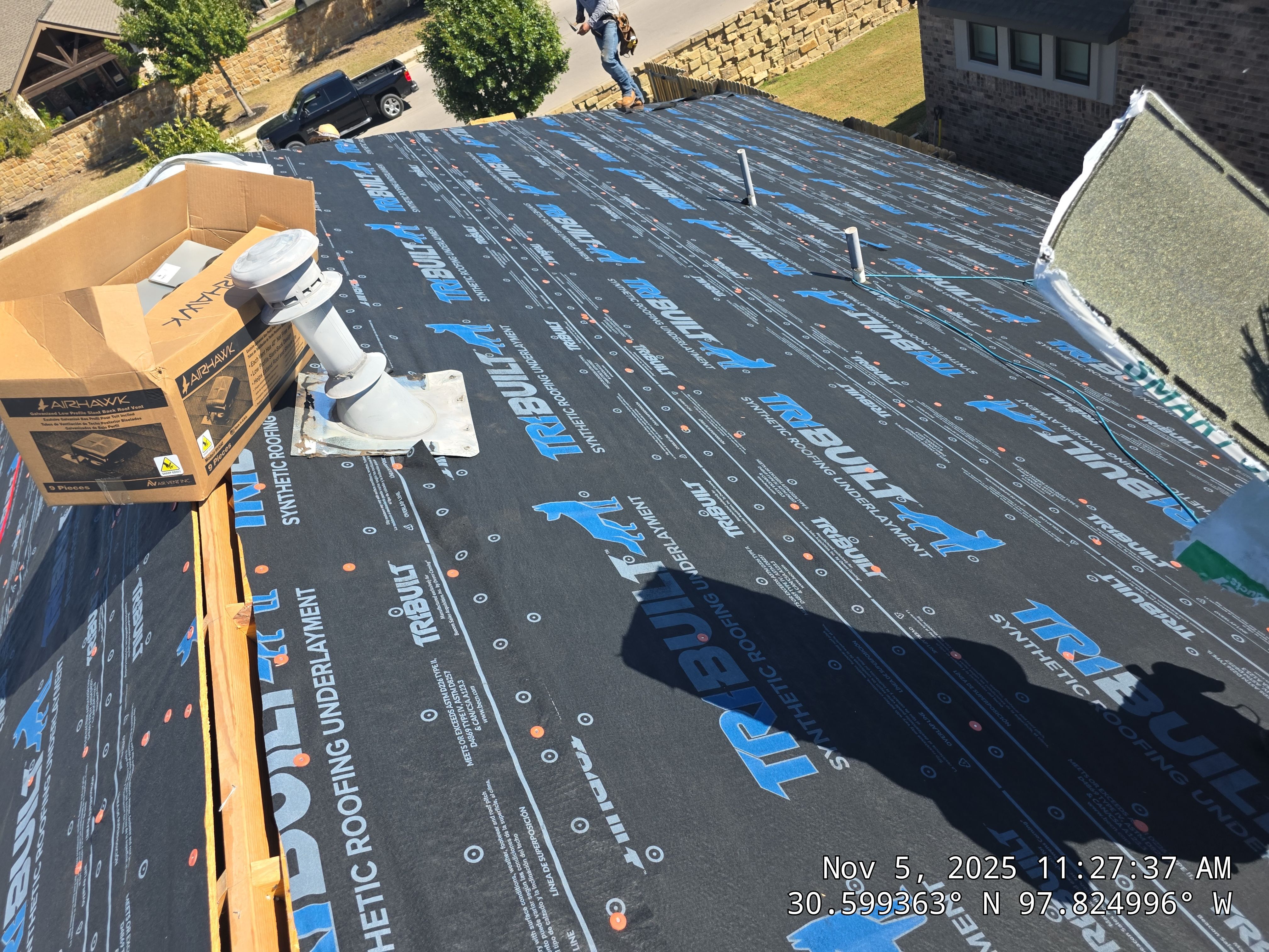 Hail Damage Roof Replacement and Sheathing Repair in Leander by Caliber Restoration LLC