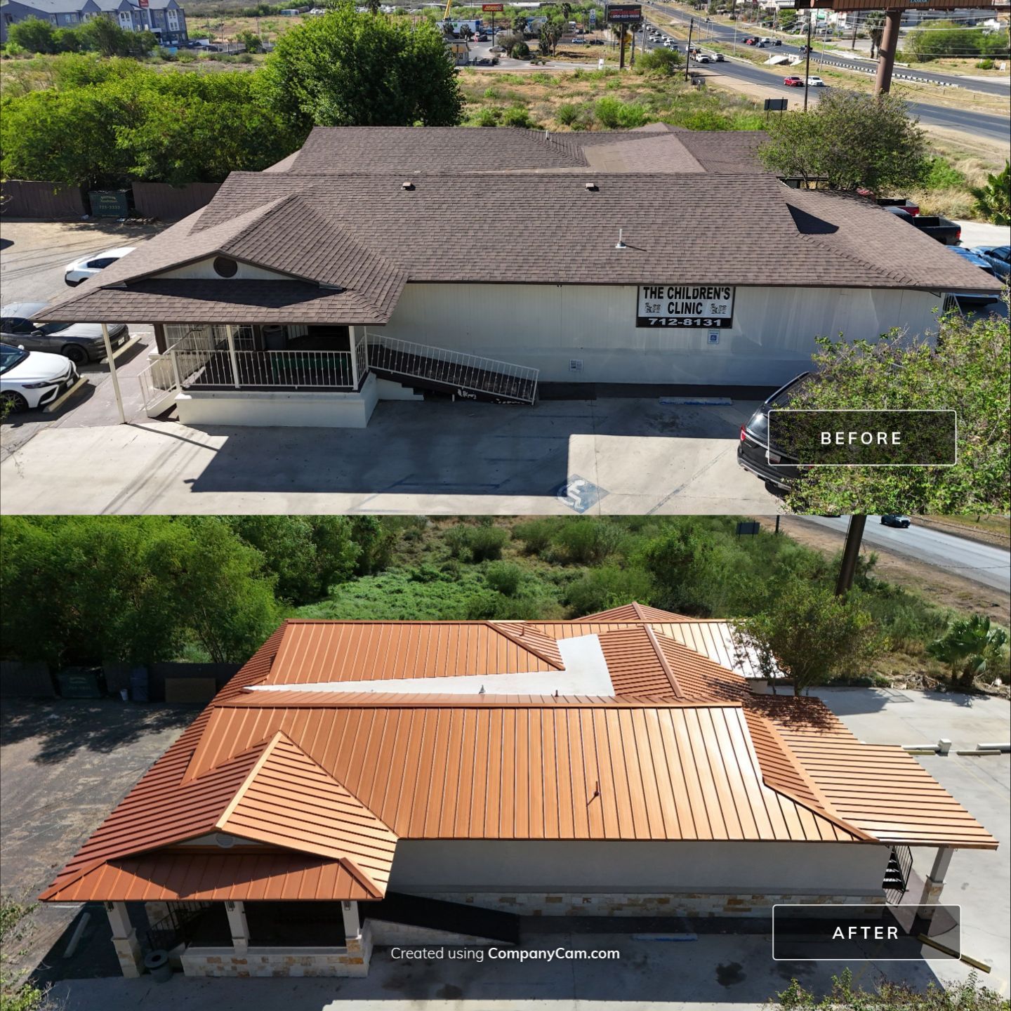 Copper Standing Seam Metal Roof Installation for Laredo Medical Clinic by JM Flores Roofing & Construction, Inc