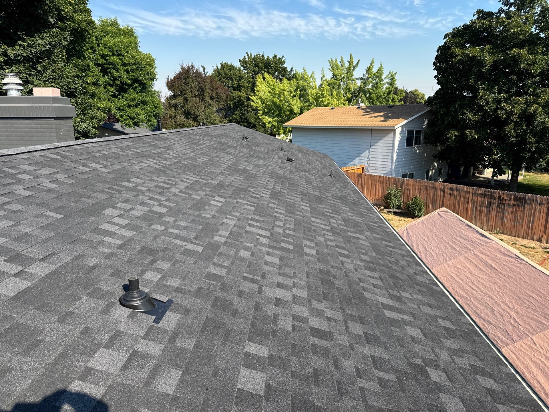 Asphalt Shingle Roof Replacement and Chimney Flashing in Boise by Olive Roofing
