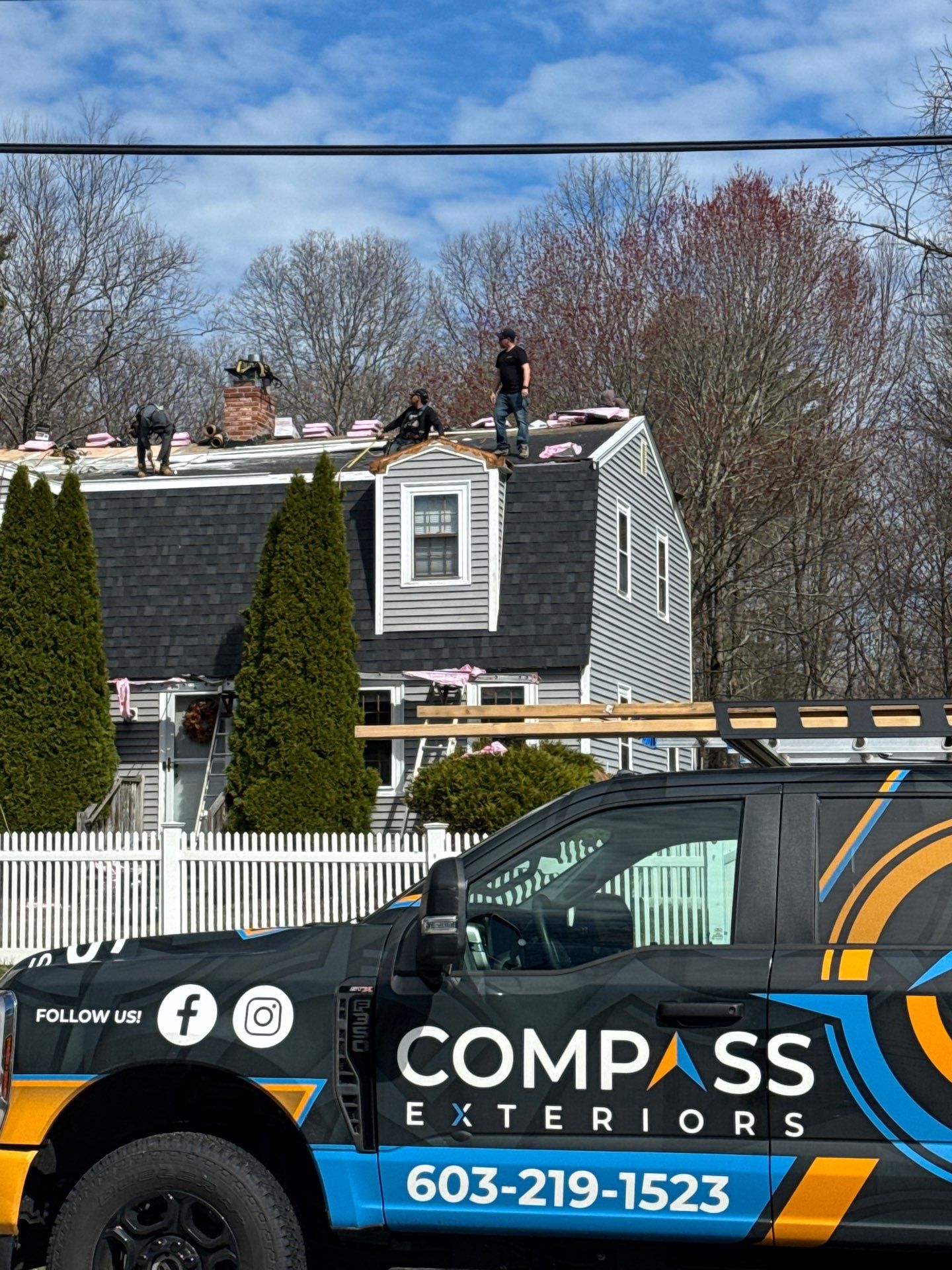 Roof Replacement in Stratham, NH with Structural Repair and Skylights by Compass exteriors