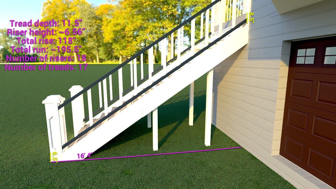 Timbertech Staircase with a 50 year warranty and solar lighting by Majesty Construction