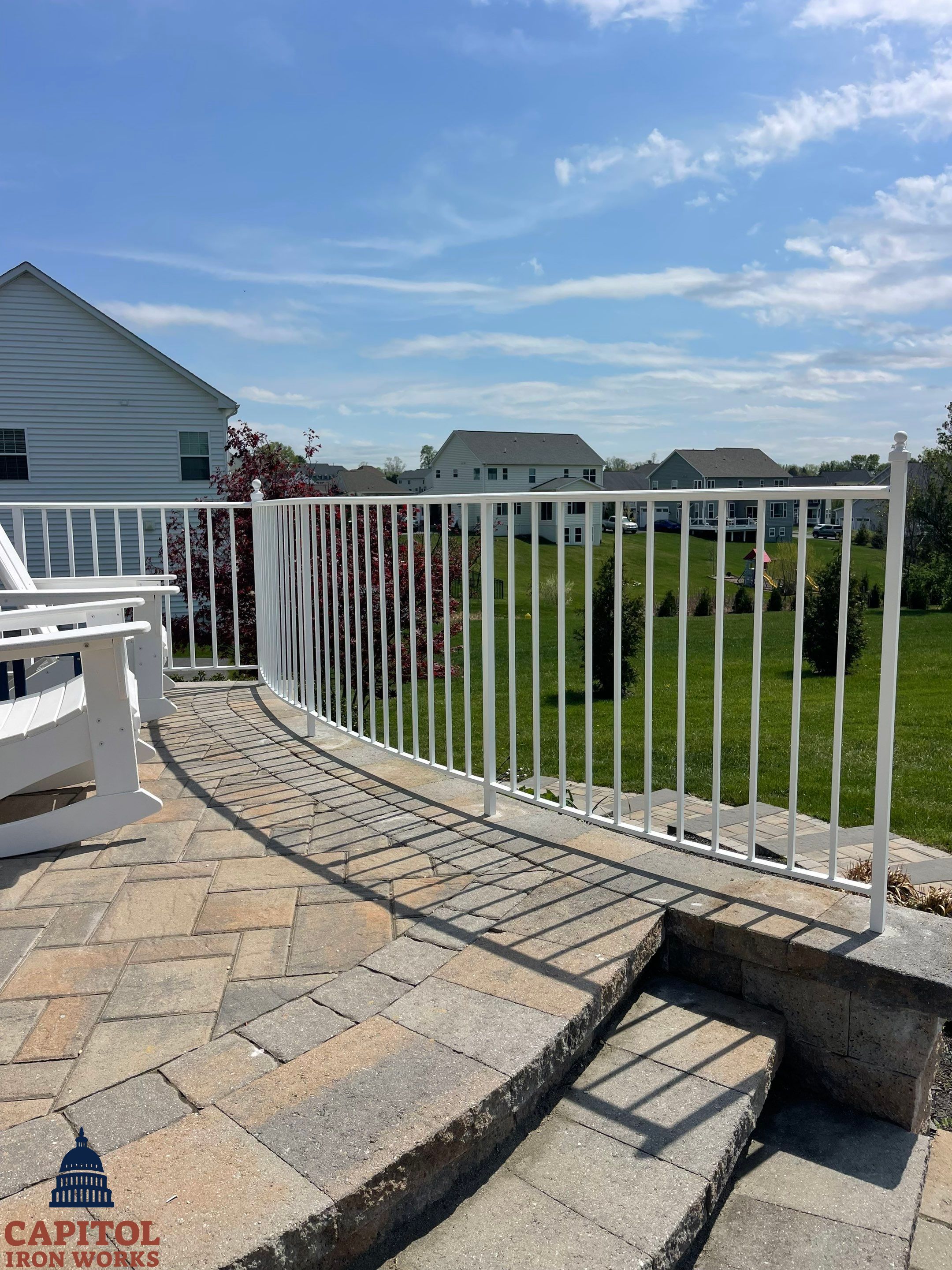 Traditional White Aluminum Railing – Residential Porch – New Market, MD by Capitol Iron Works