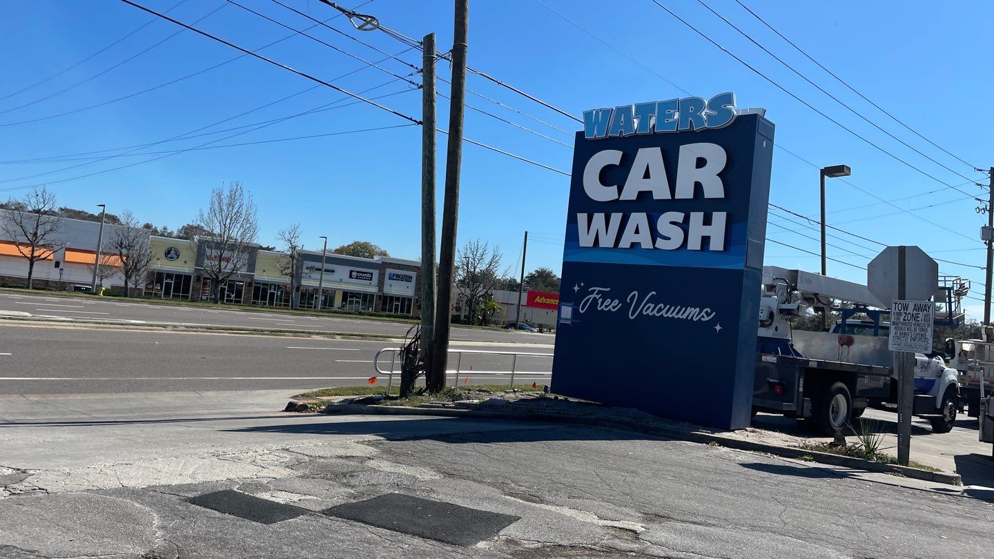 Waters Car Wash Monument Sign and Channel Letters by SignCrafters