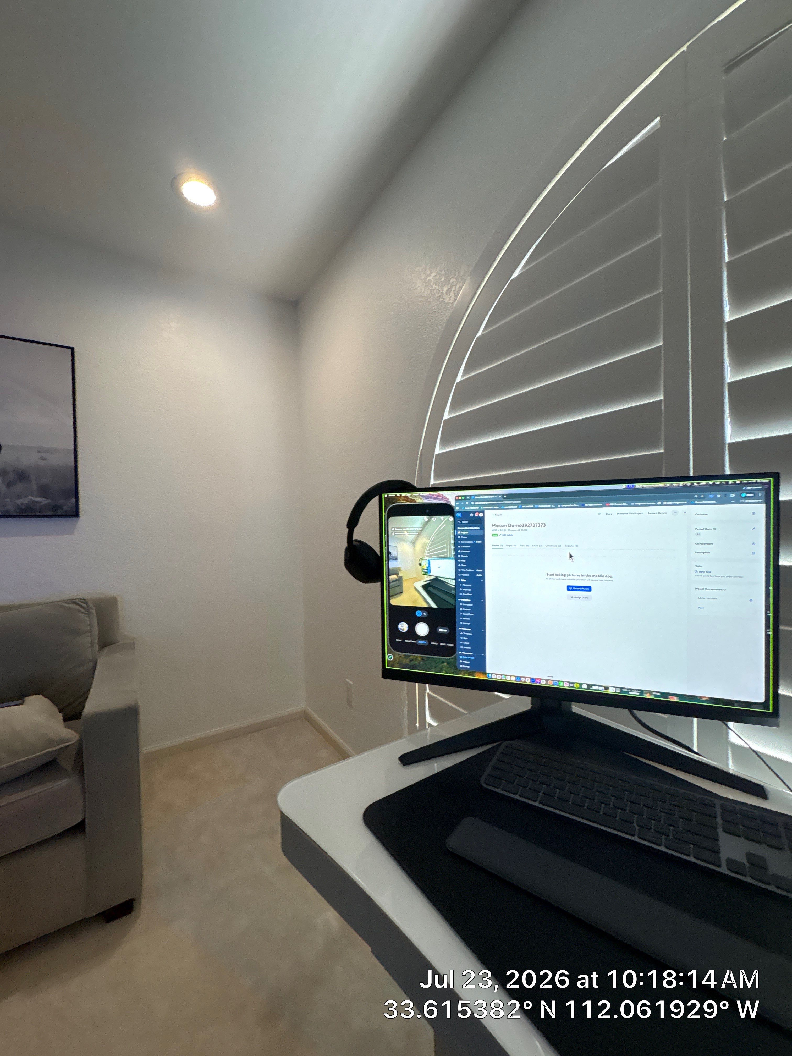 Custom Home Office Setup and Plantation Shutter Installation in Phoenix by CompanyCam Sales Demo