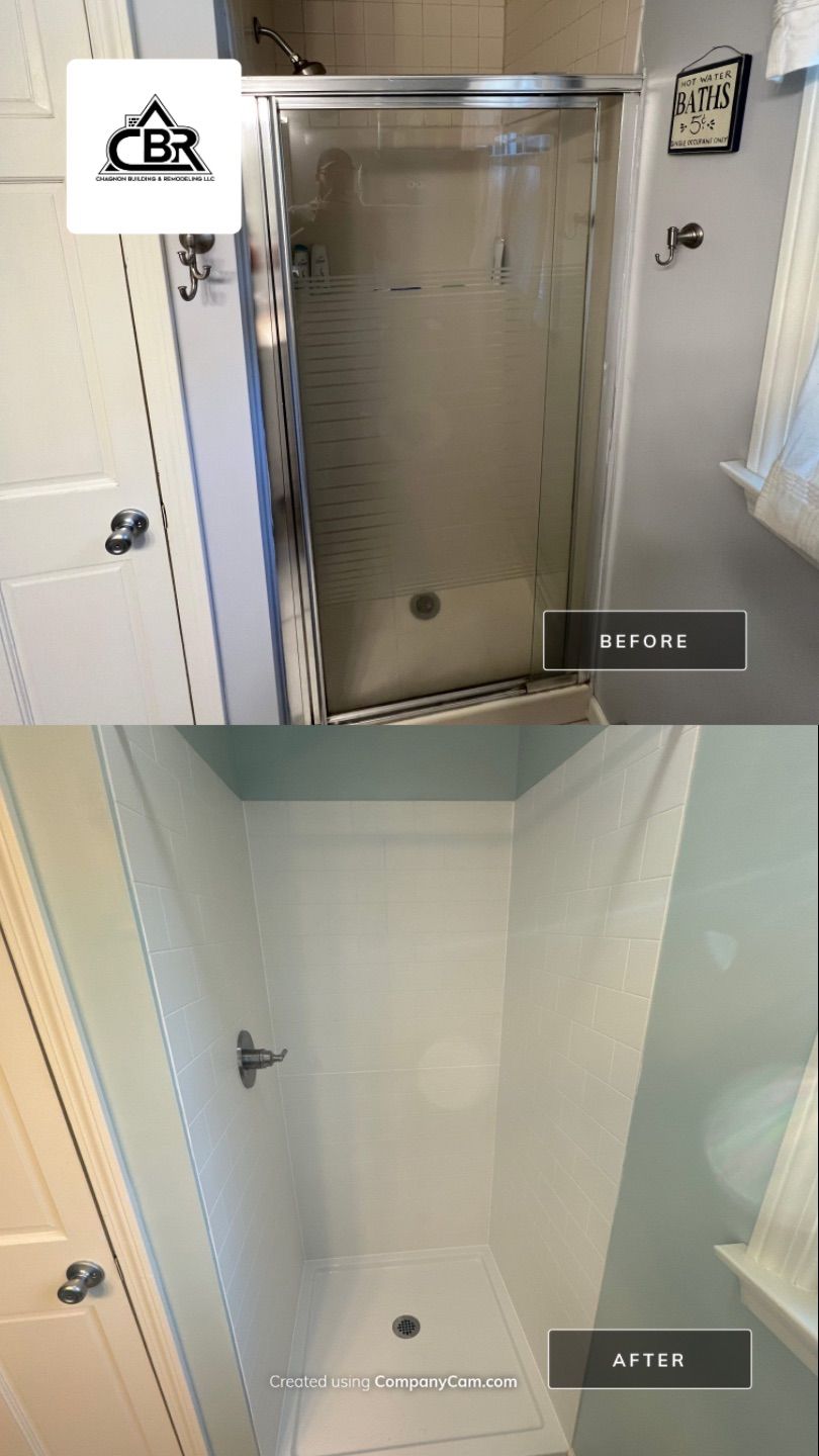 1st Floor Shower Replacement & 2nd Floor Bathroom Remodel by Chagnon Building & Remodeling LLC