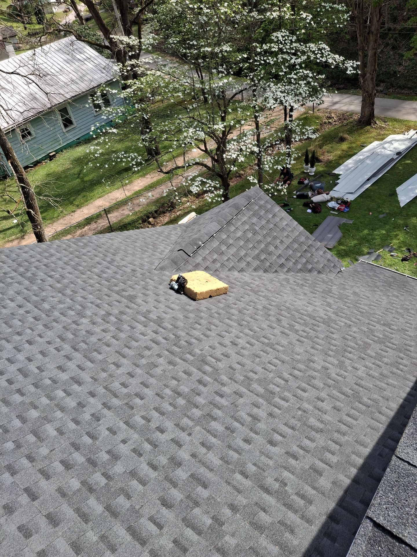 Residential Roofing Installation using GAF Timberline HDZ Charcoal by Rainstoppers Roofing
