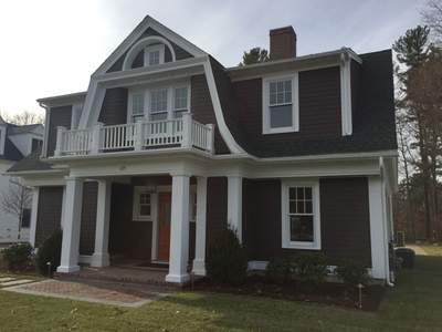 Half-Round Aluminum Gutter Installed onto Crown Molding in Easton, MA