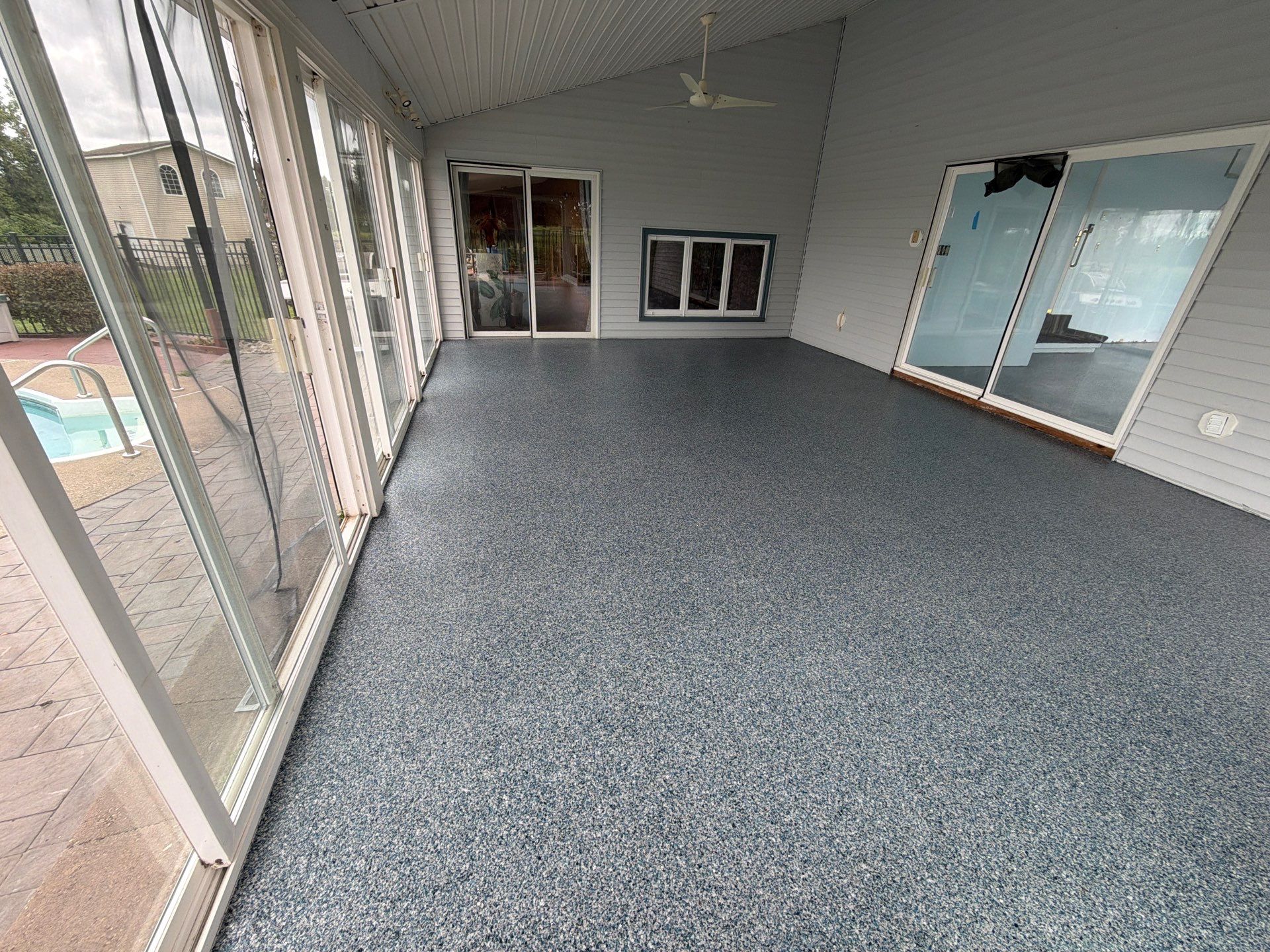 Vintage Cobalt Garage Coating by NG Masonry & Construction LLC