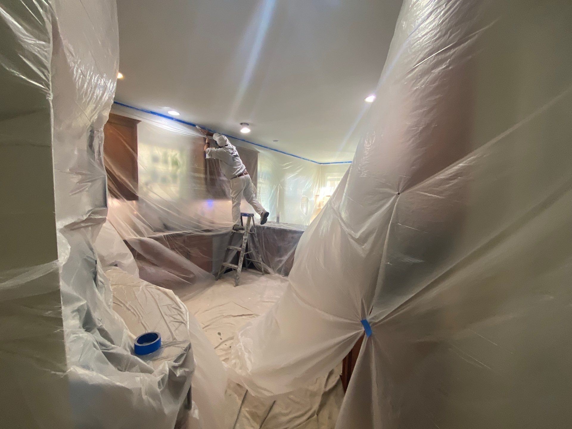 Drywall damage repair and repaint by GonzalezPainters & Contractors Inc 