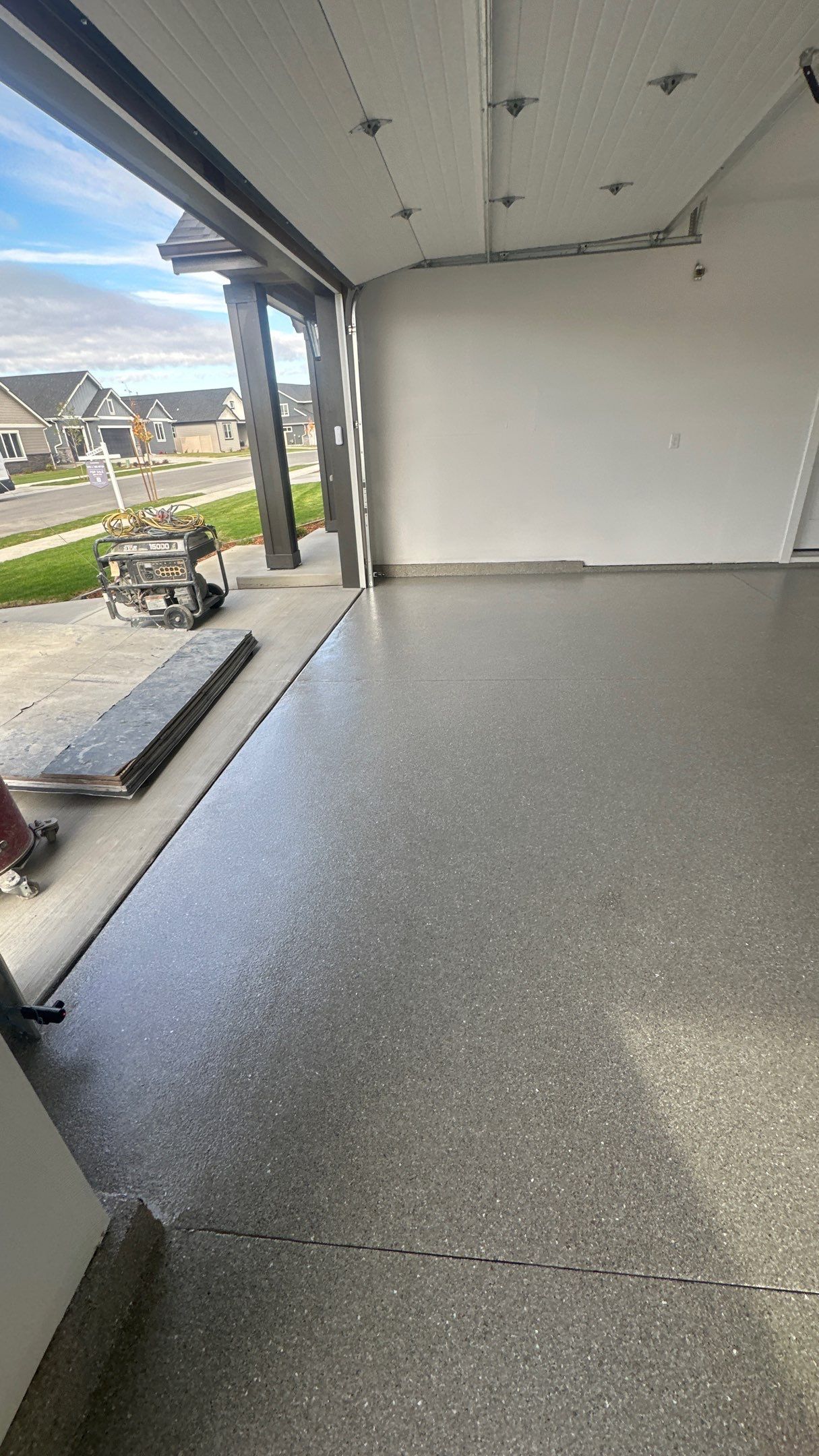 Garage Transformation using Travertine by Croc Coatings, LLC