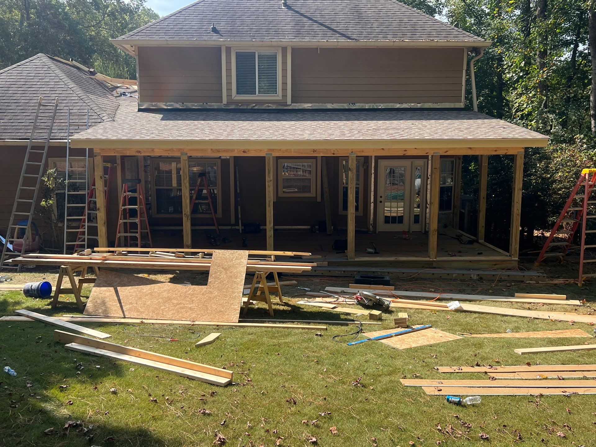 Trex Deck Build, Shed Roof Porch Install, and Door Replacement in Alpharetta, GA by Nelson Exteriors