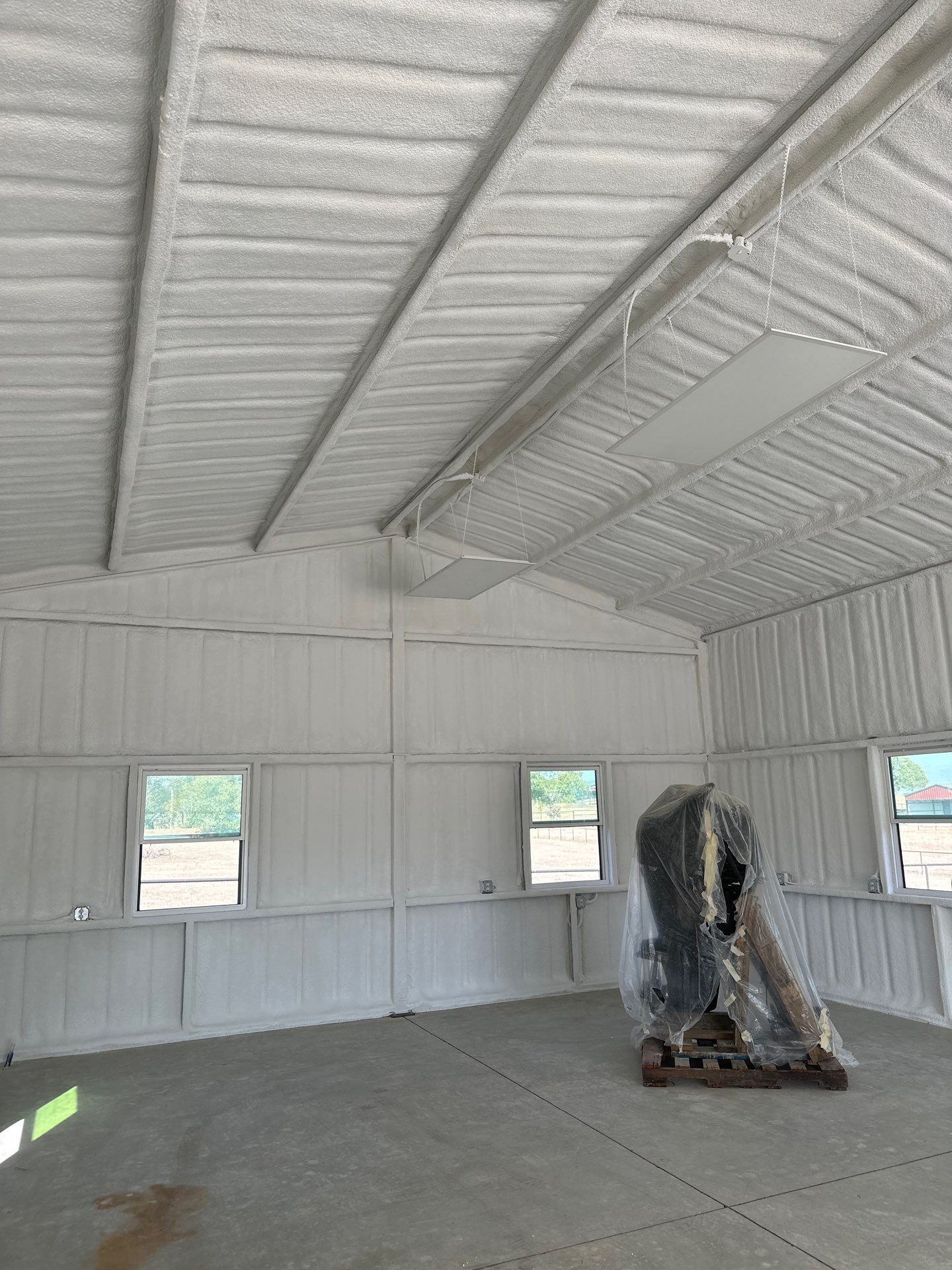 2" close cell foam on this new shop Sanger Tx  by Apex Insulation Solutions