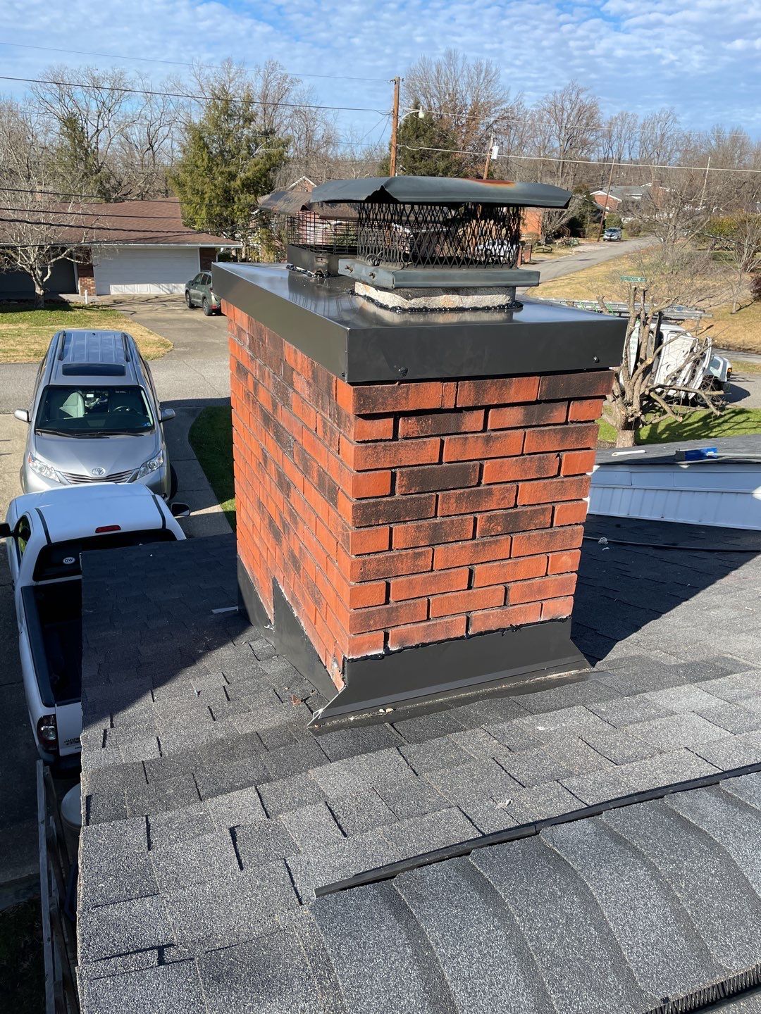 Residential Roofing Repair Chimney Flashing and Cap by Secure Construction Company Inc
