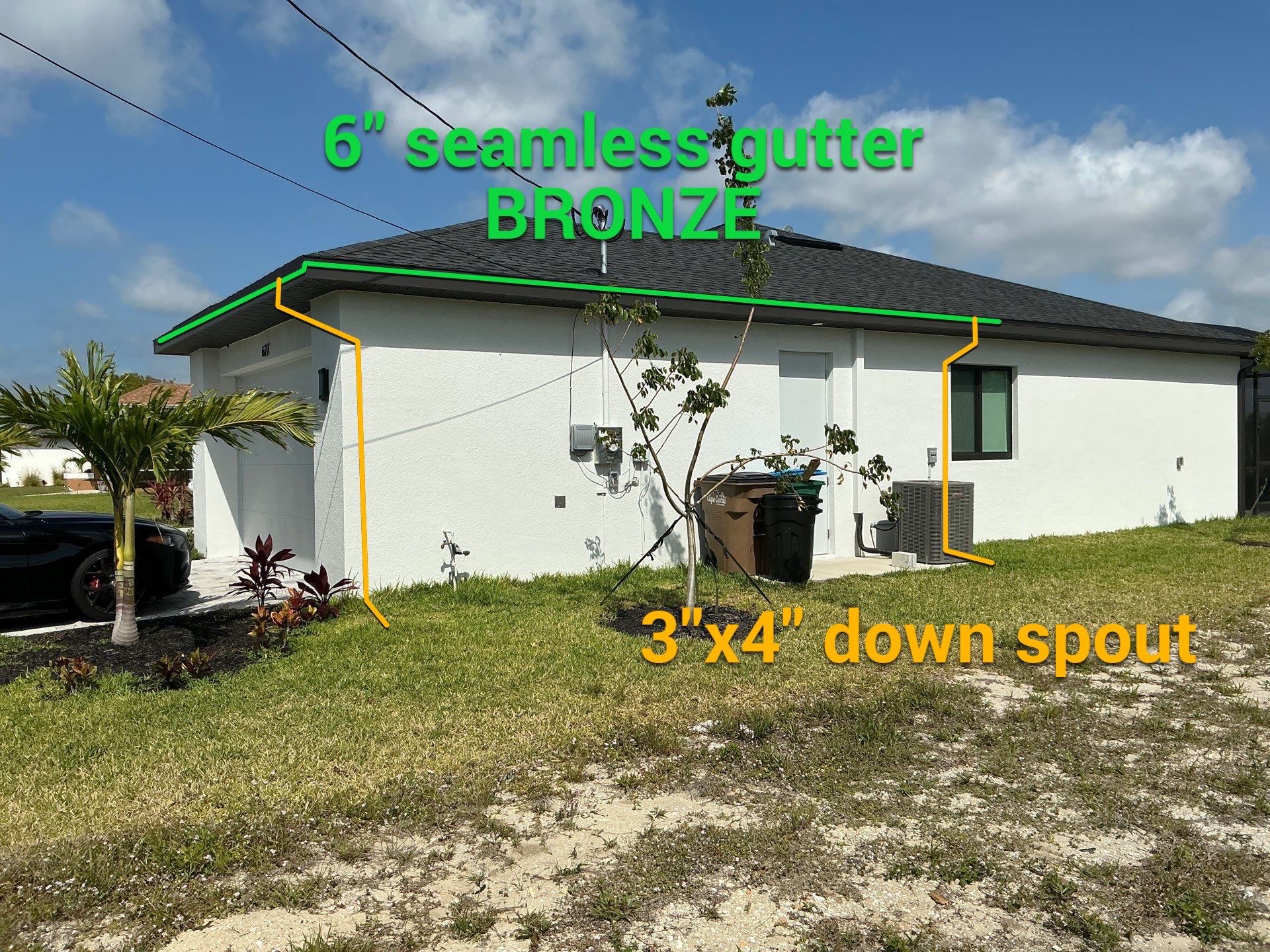 Bronze Aluminum Seamless Gutters Installed in Cape Coral FL by Gutter Professors