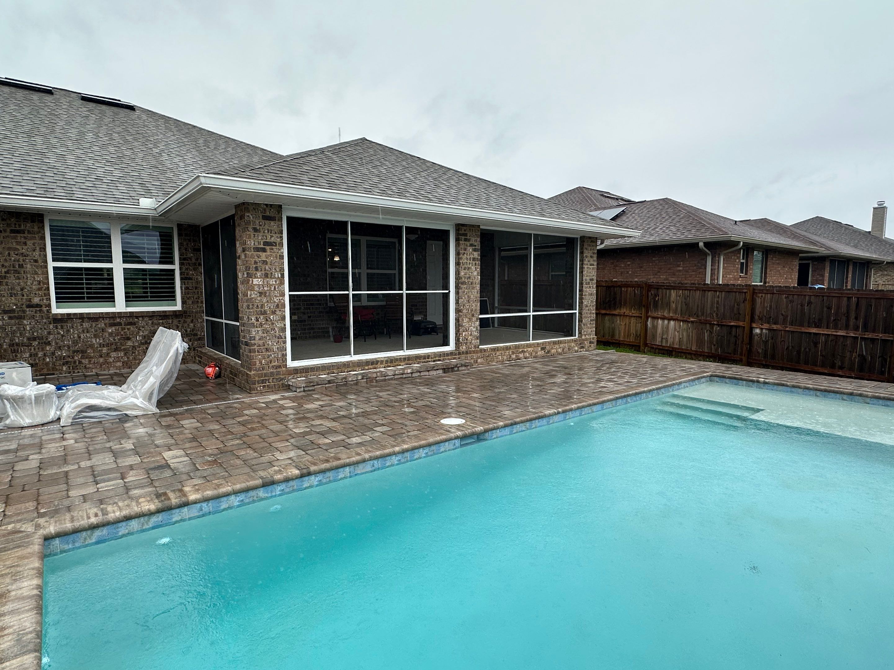 Poolside Screen Room Under Existing Patio Cover by Titan Sunrooms