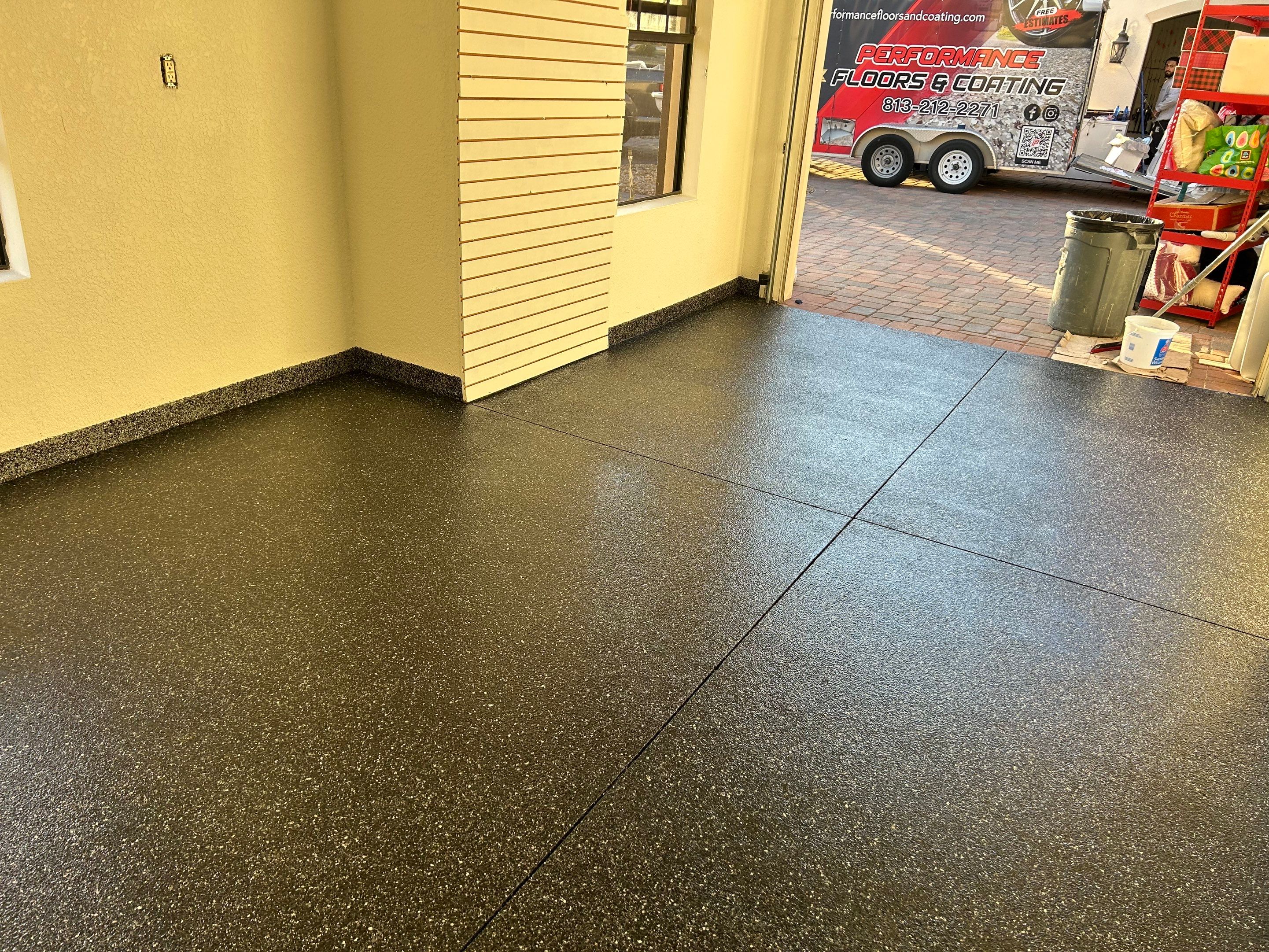 Carbon Flake Garage Floor Coating by Performance Floors & Coating