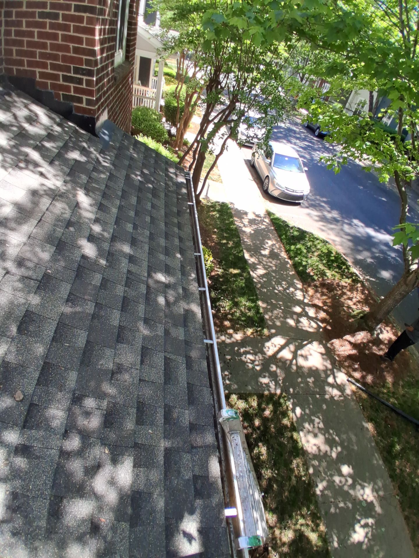 Commercial gutter cleaning Huntersville & Cornelius, NC after photo with clean gutters