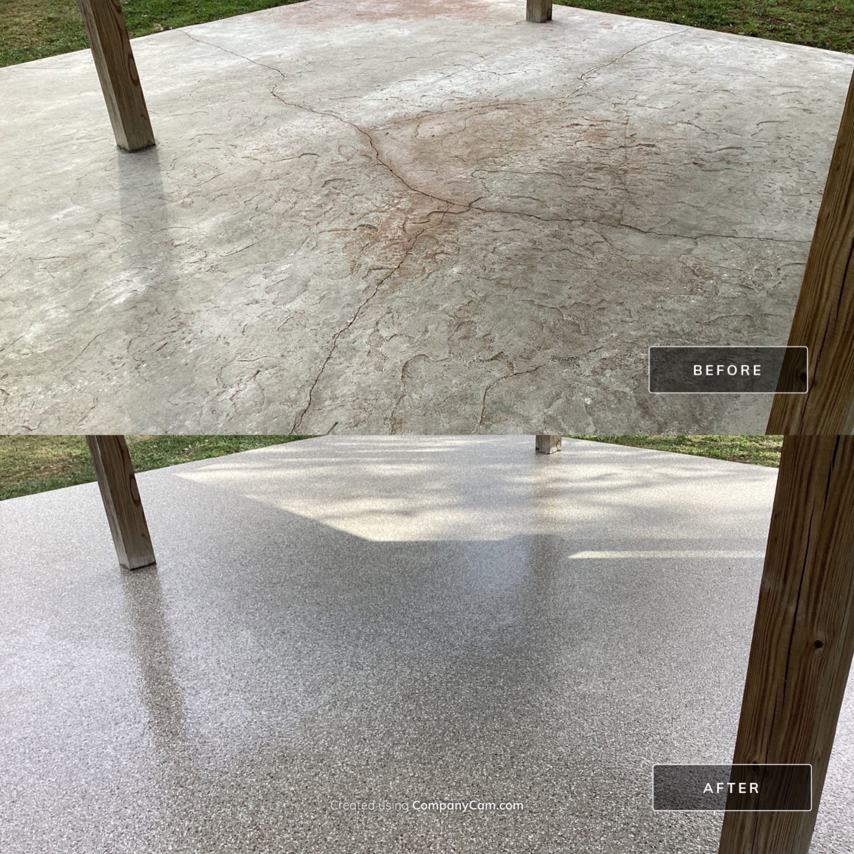 Patio using Pebble Beach by Amvet concrete coatings llc