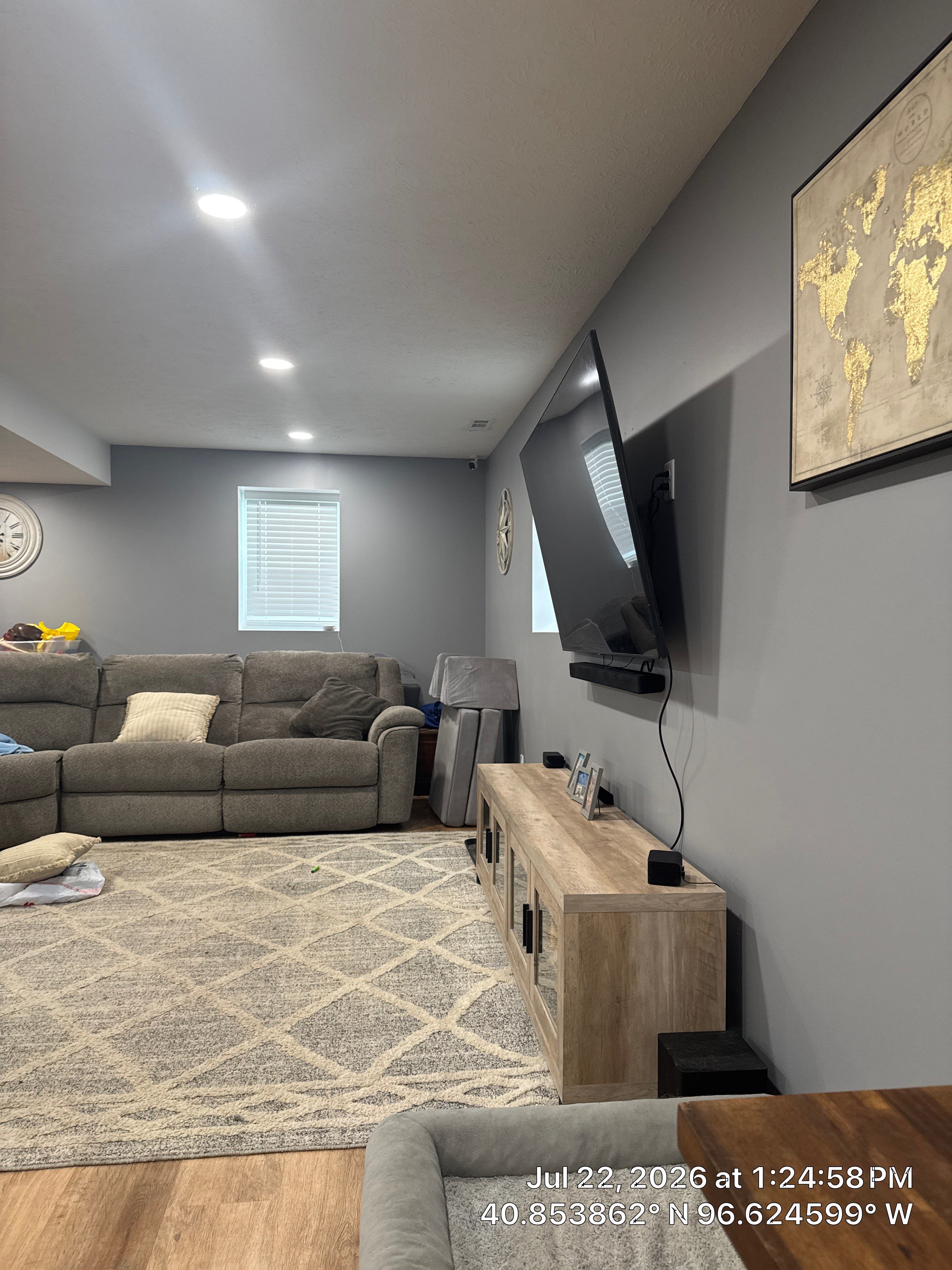Lincoln Basement Renovation with Custom Flooring and Recessed Lighting by CompanyCam Sales Demo