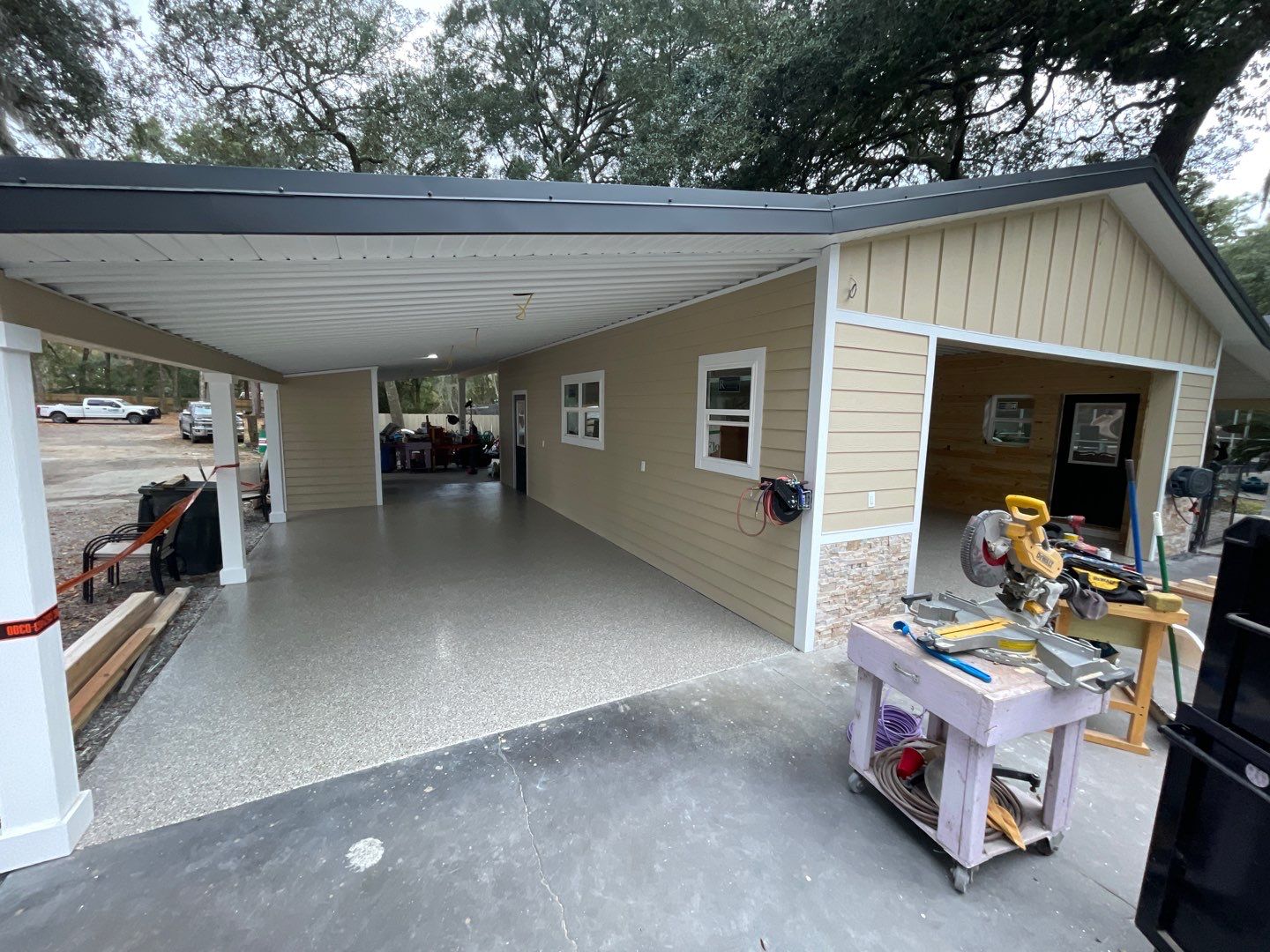 Garage and Carport in Chiefland, FL in Pebble Beach by Cross Creek Concrete Coatings